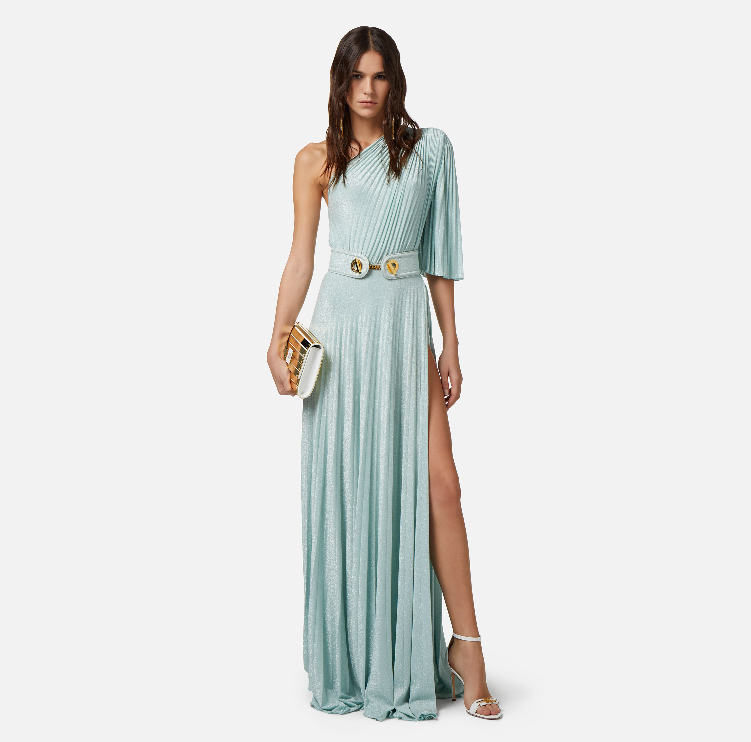 Red carpet one-shoulder lurex jersey dress | Elisabetta
