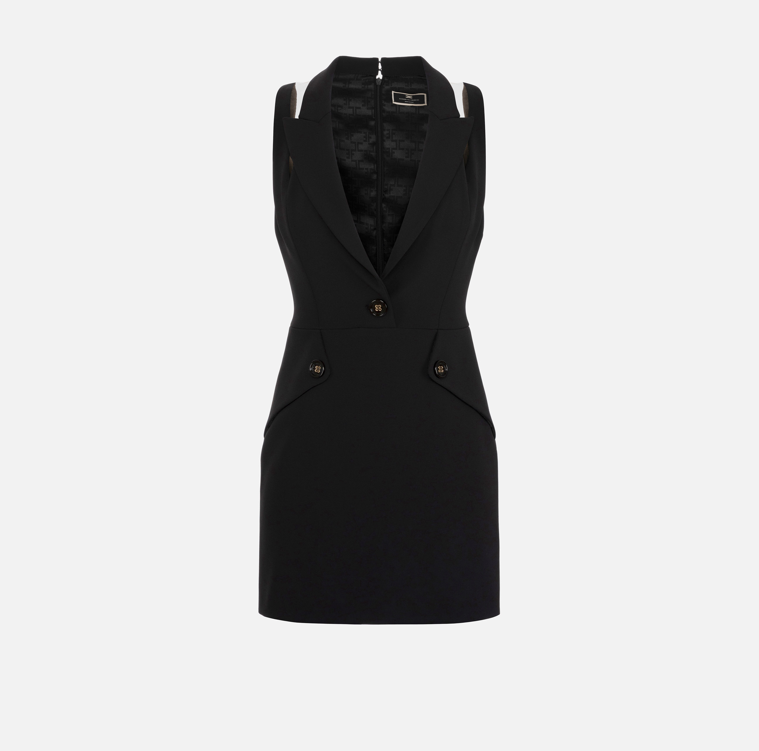 Stretch crêpe mini-dress with flaps | Elisabetta Franchi® Outlet