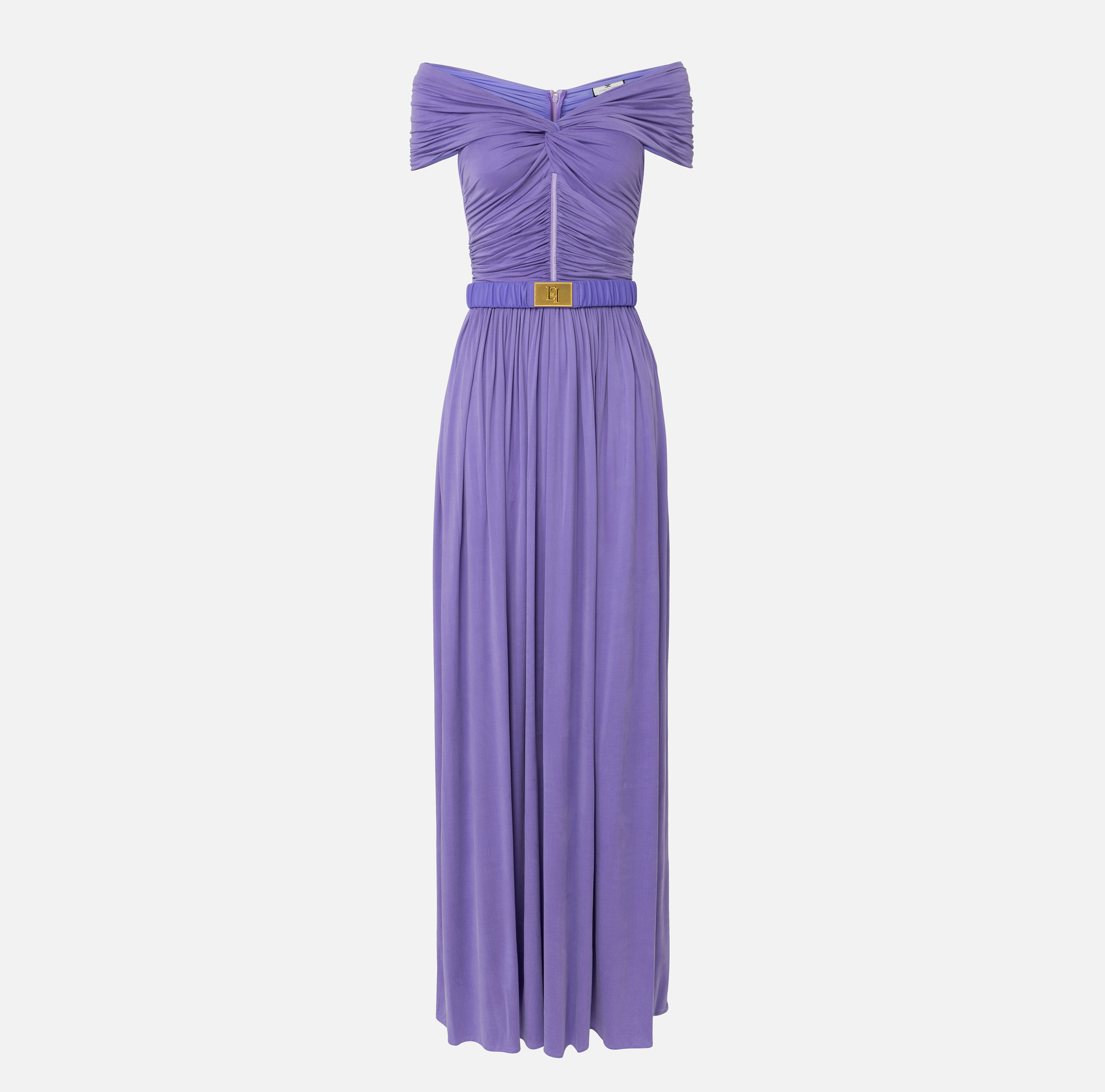 パーティードレス ELISABETTA FRANCHI Red Carpet lurex jersey dress with belt Jersey red carpet dress with knot pattern | Elisabetta