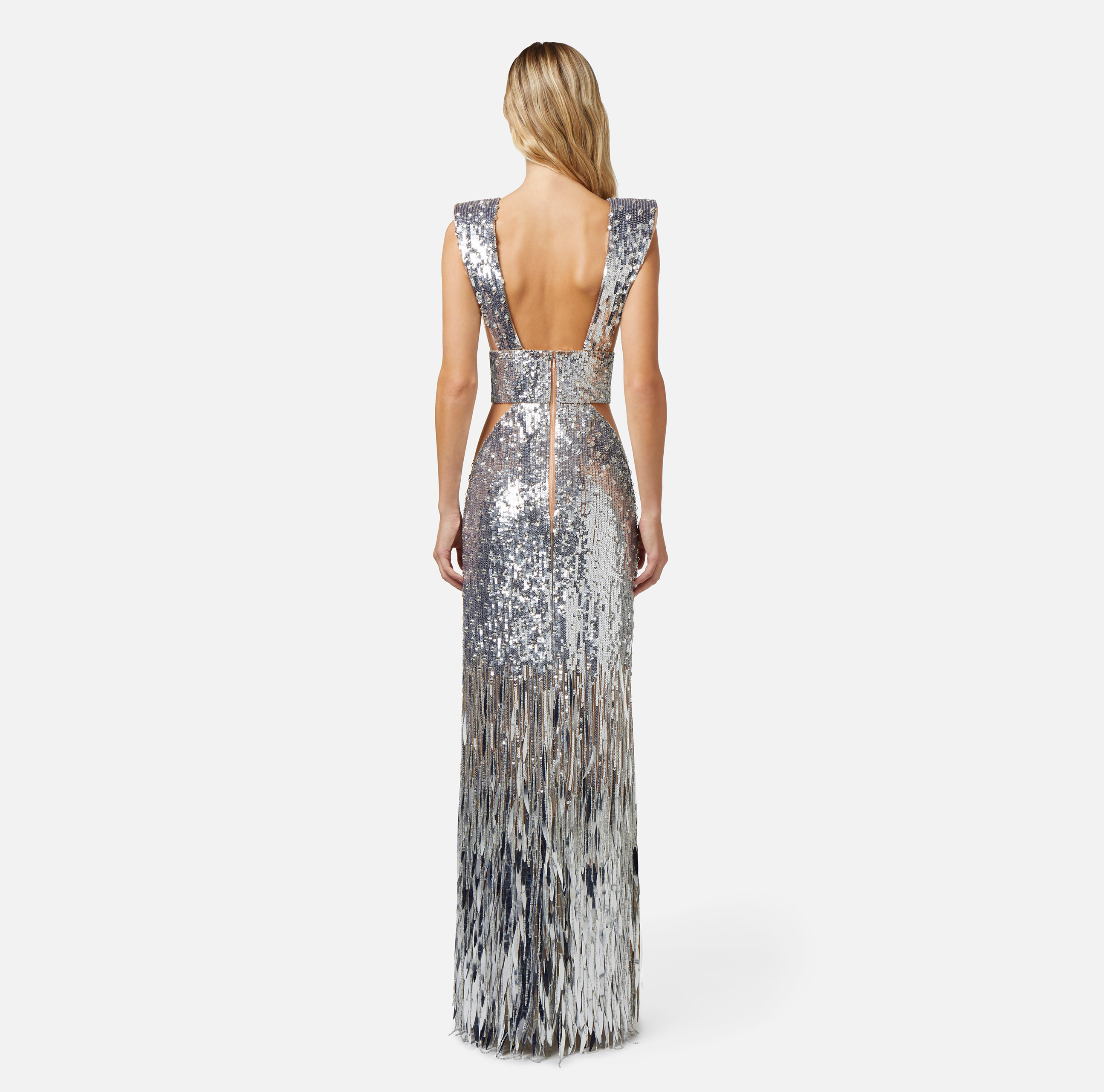 Red carpet dress with fringes and sequins | Elisabetta