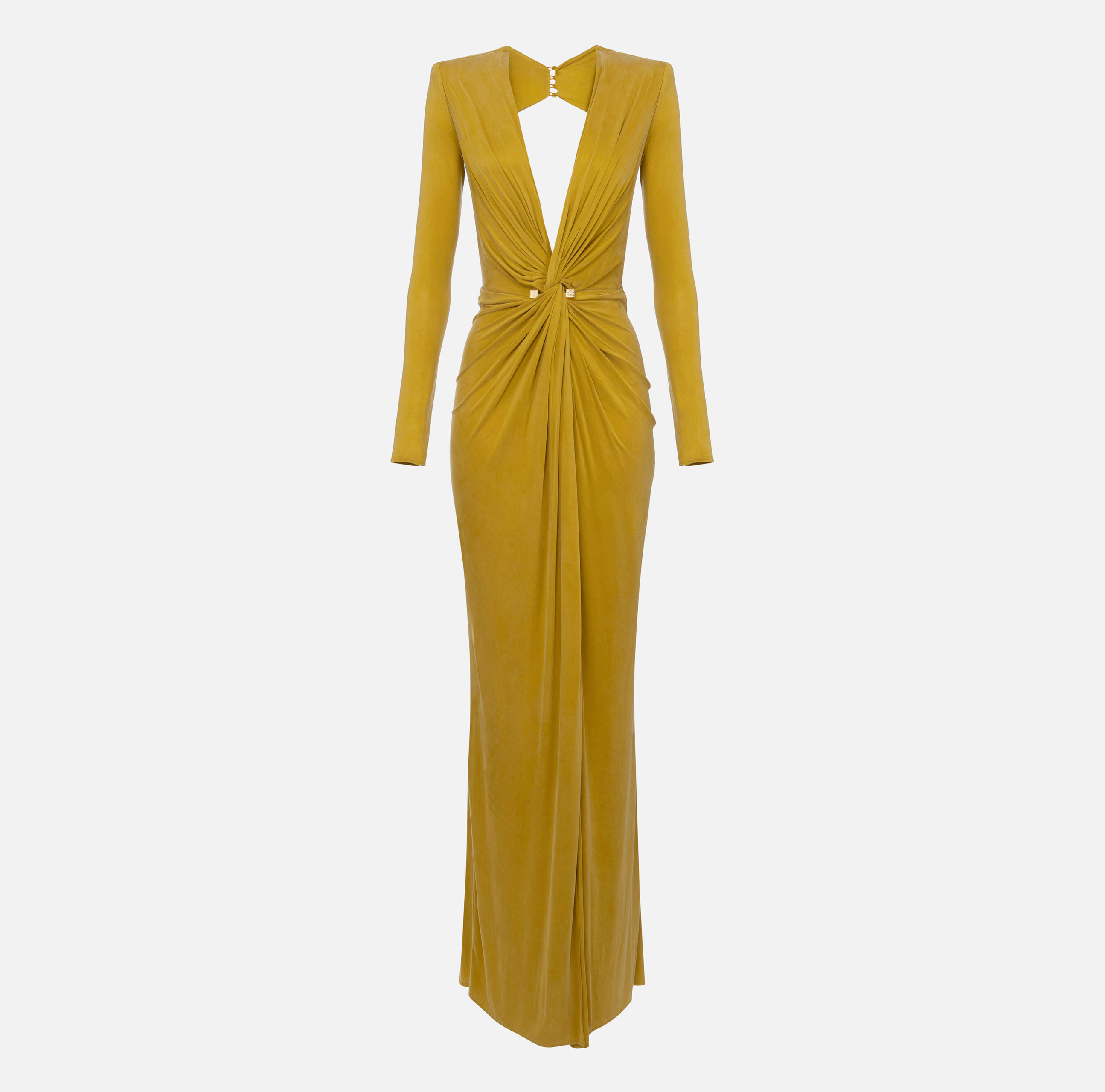 elisabetta franchi jewelled bow jersey maxi dress Elisabetta Franchi Jewelled Bow Jersey Maxi Dress | Brown