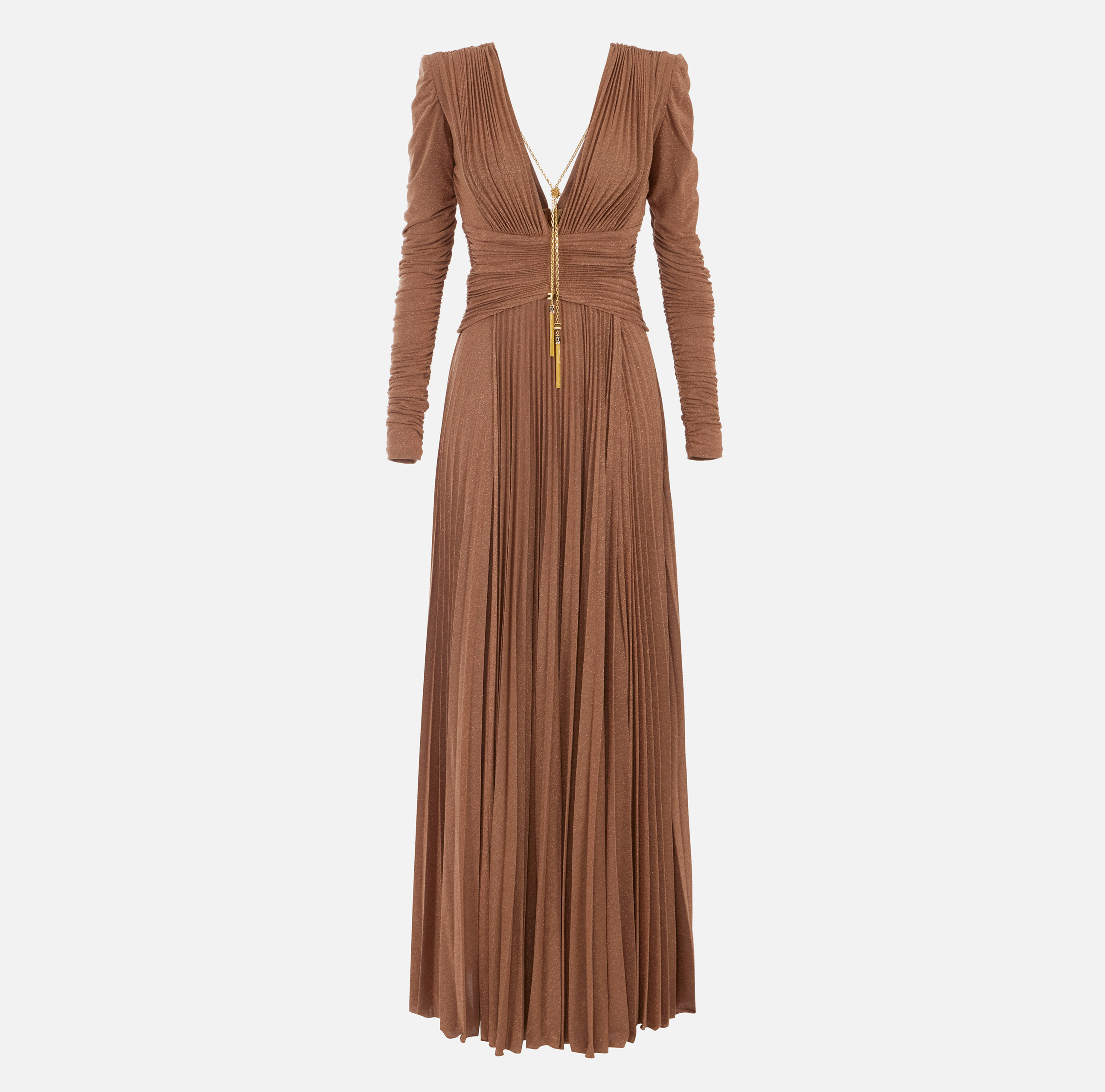 red carpet lurex jersey dress in with necklace neck at the back.
