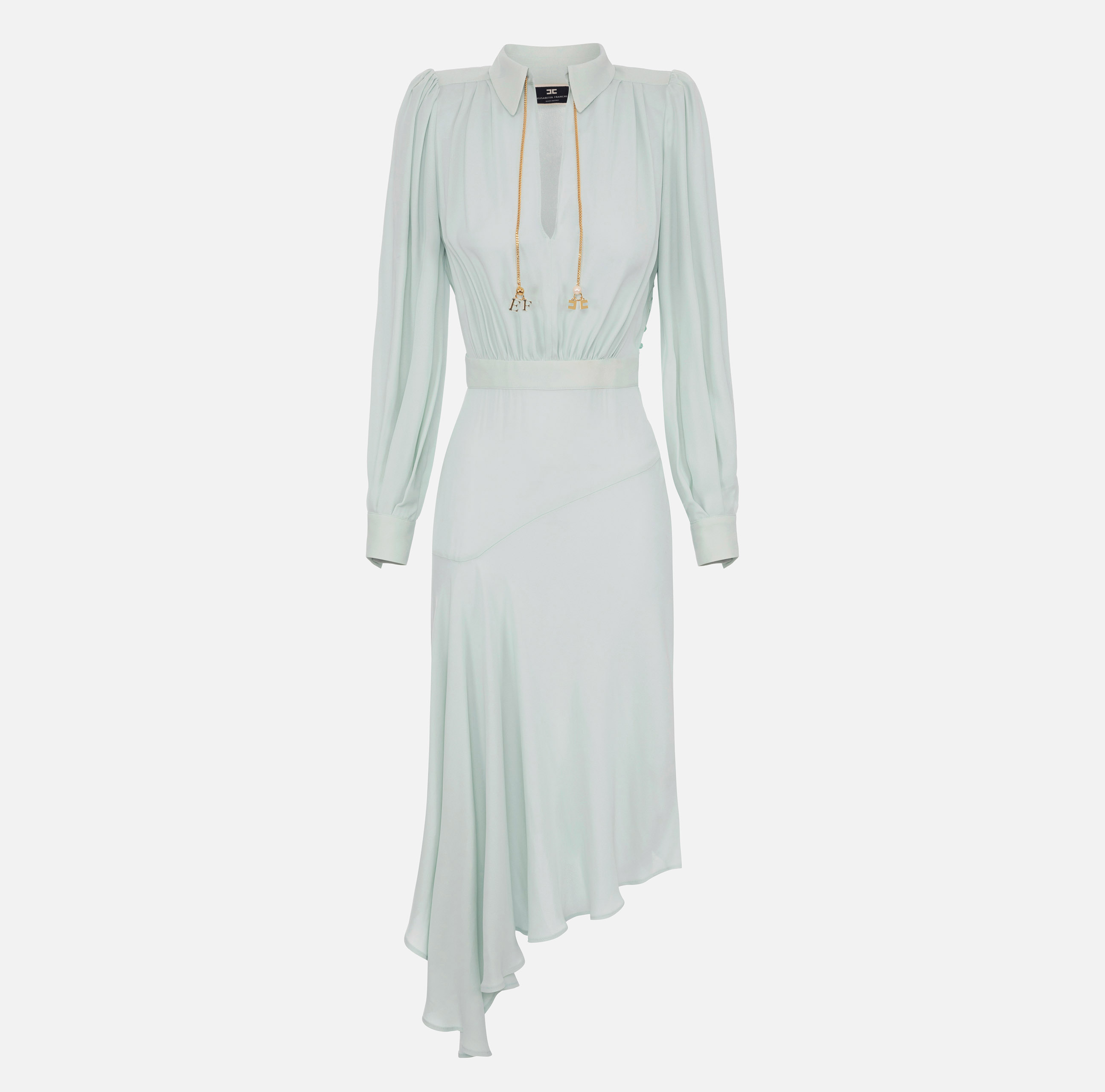 Asymmetric shirt-dress in georgette fabric | Elisabetta