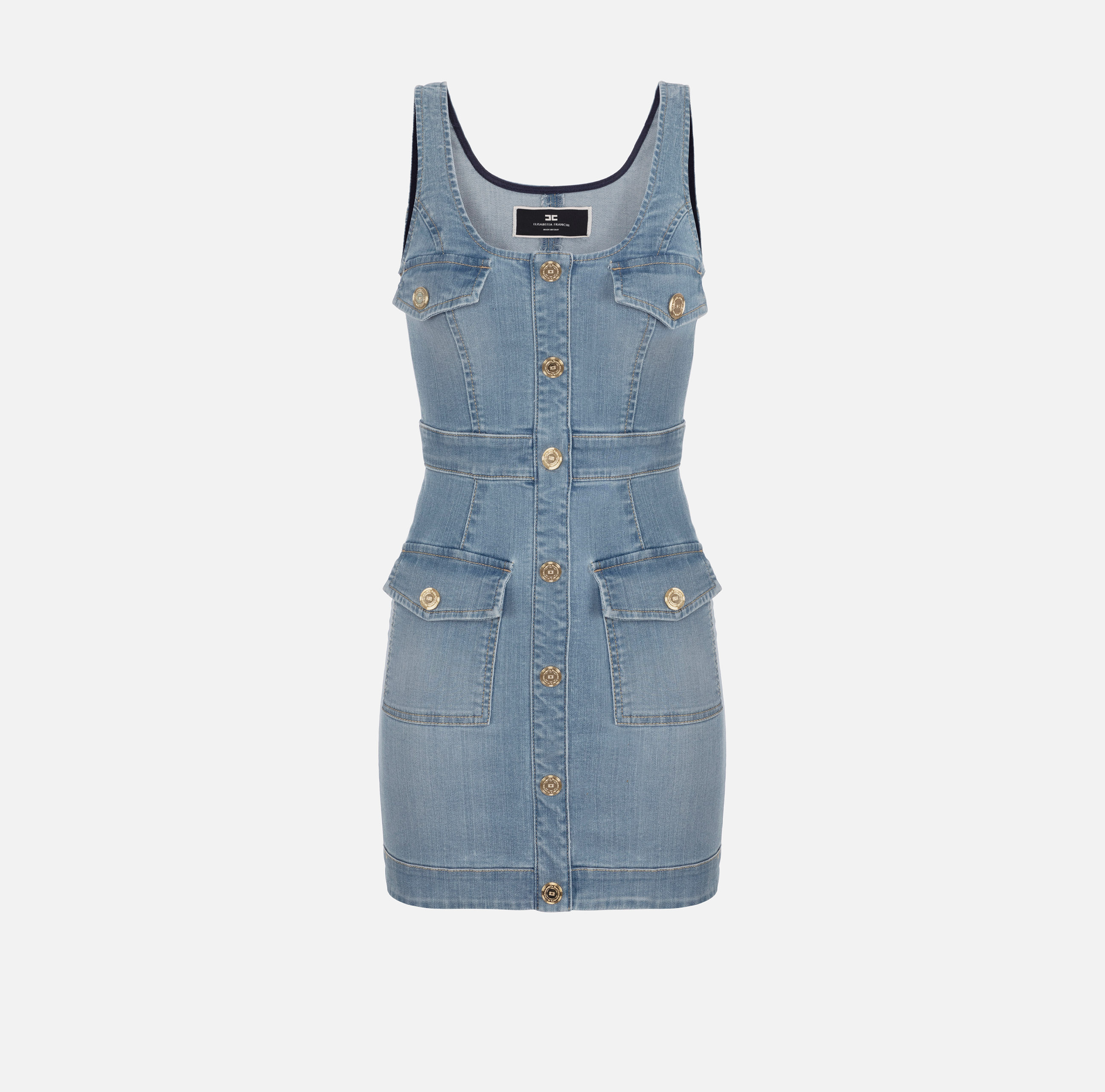 Denim mini-dress with row of buttons | Elisabetta Franchi