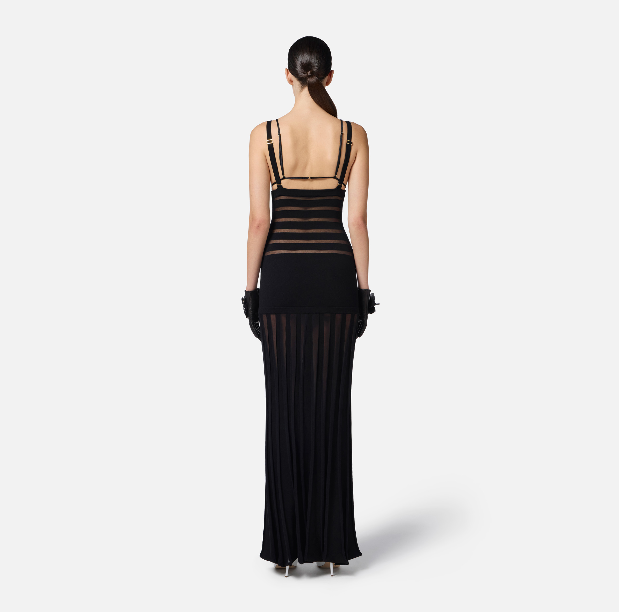 knee length dresses for ladies Asymmetric Layered Halterneck Mini Dress in Black main image 0
