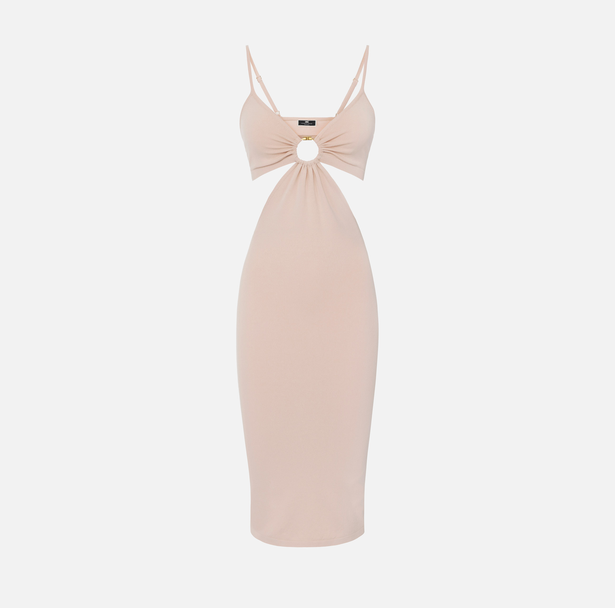 Viscose midi dress with ring | Elisabetta Franchi® Outlet