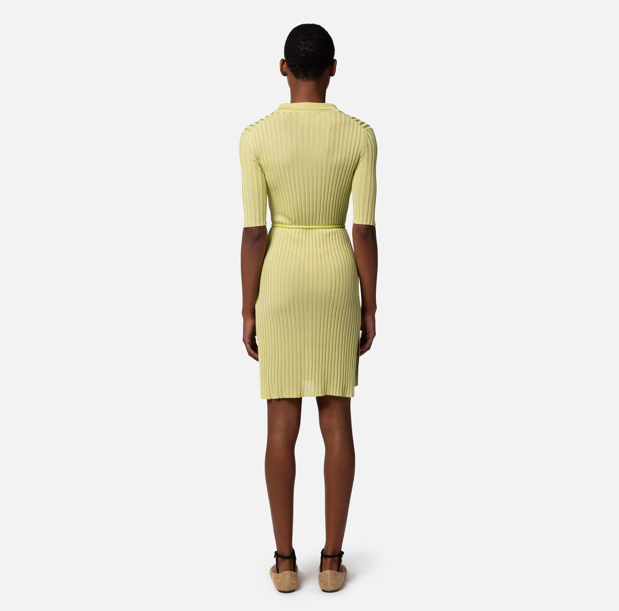 Shiny ribbed viscose mini-dress | Elisabetta Franchi® Outlet