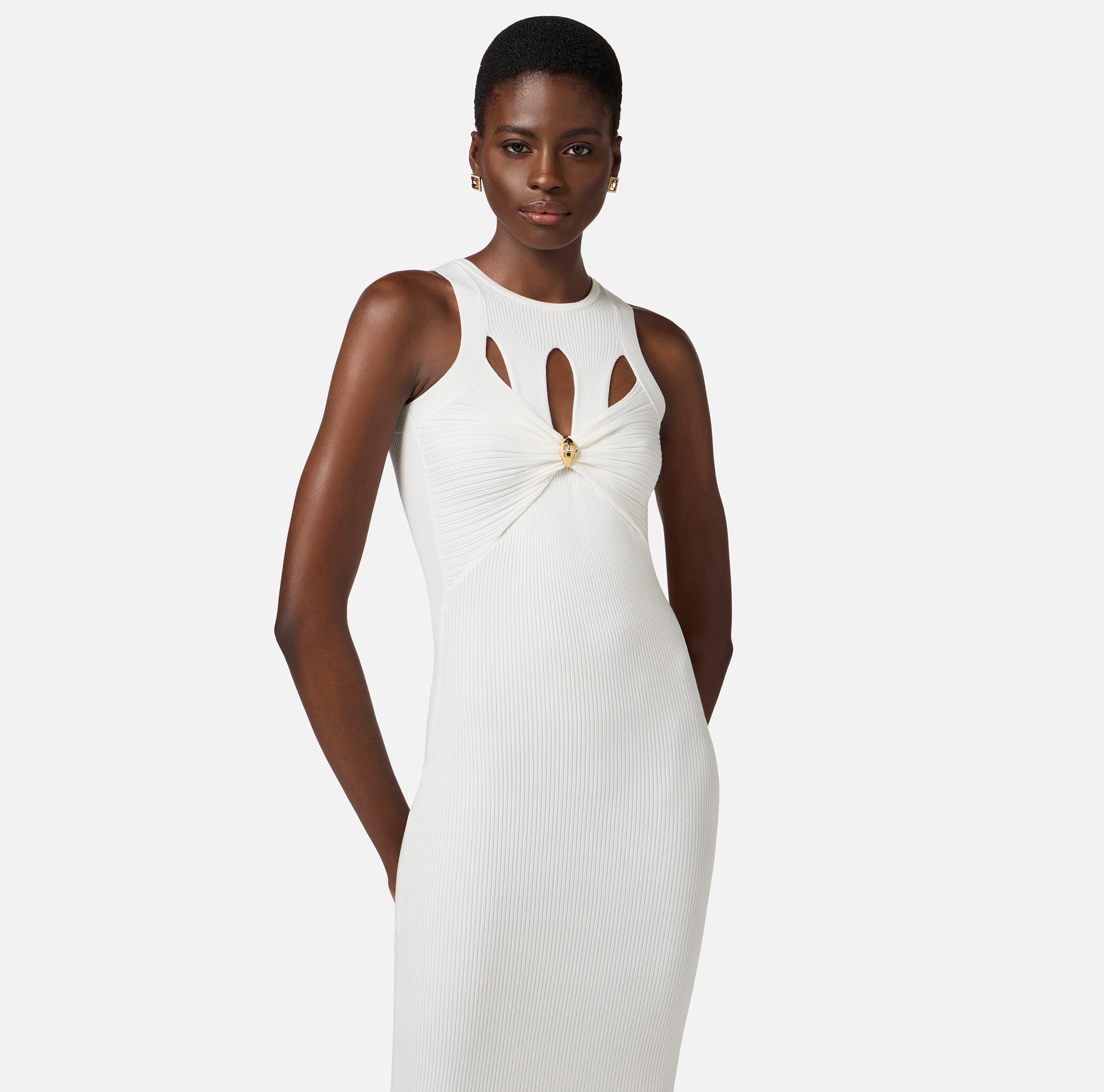 elisabetta franchi dress ELISABETTA FRANCHI Women's Nude Tulle Long Dress