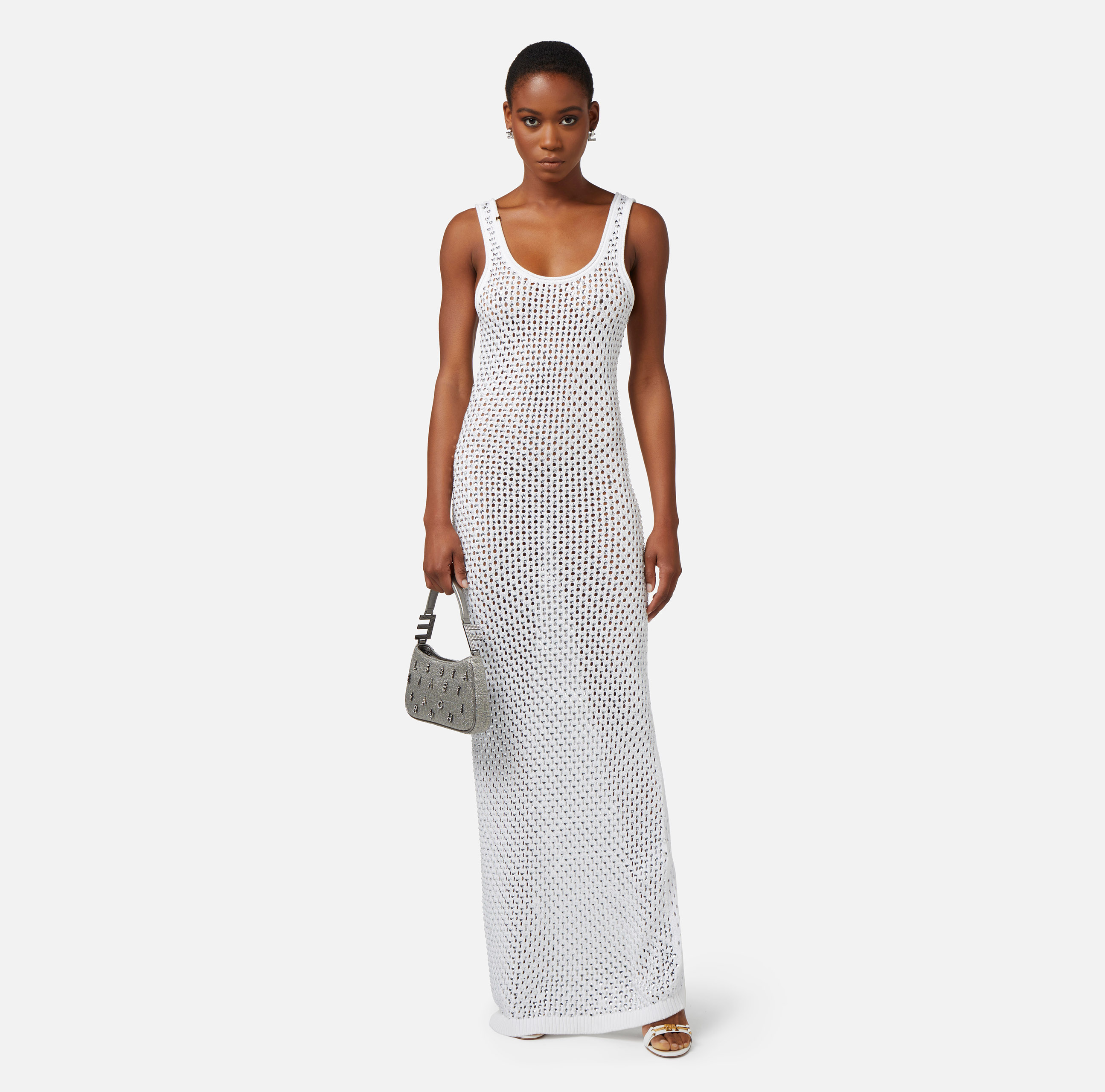 Elisabetta Franchi chain-detail Crepe Maxi Skirt | White
