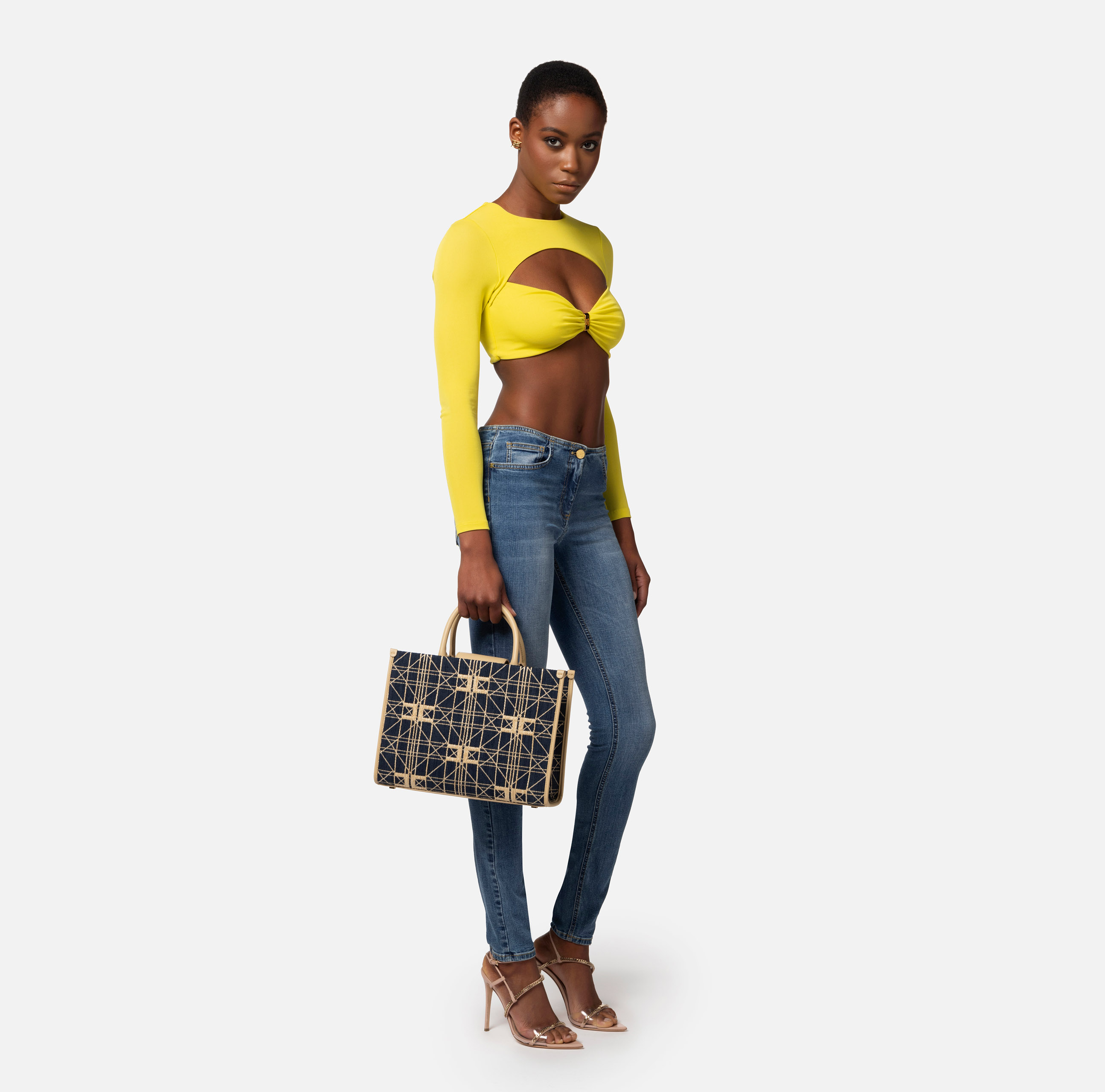☆ELISABETTA FRANCHI イエロー ハンドトートバッグ Bag Curry Elisabetta Franchi - Le Follie Shop
