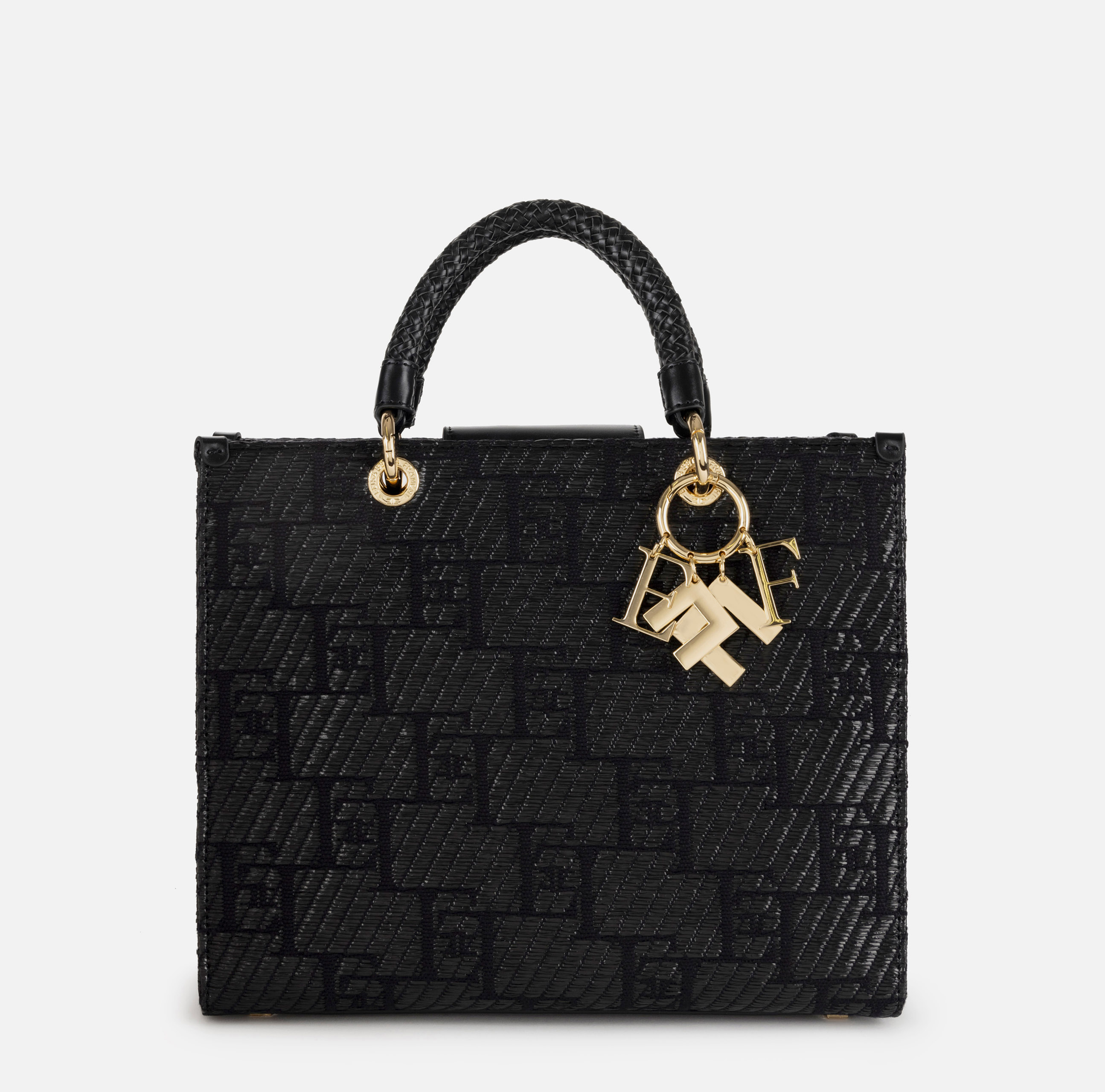 トートバッグ ELISABETTA FRANCHI Woman Tote bags Yellow BS13A DC6 Elisabetta Franchi Woman Small Tote In Raffia Jacquard