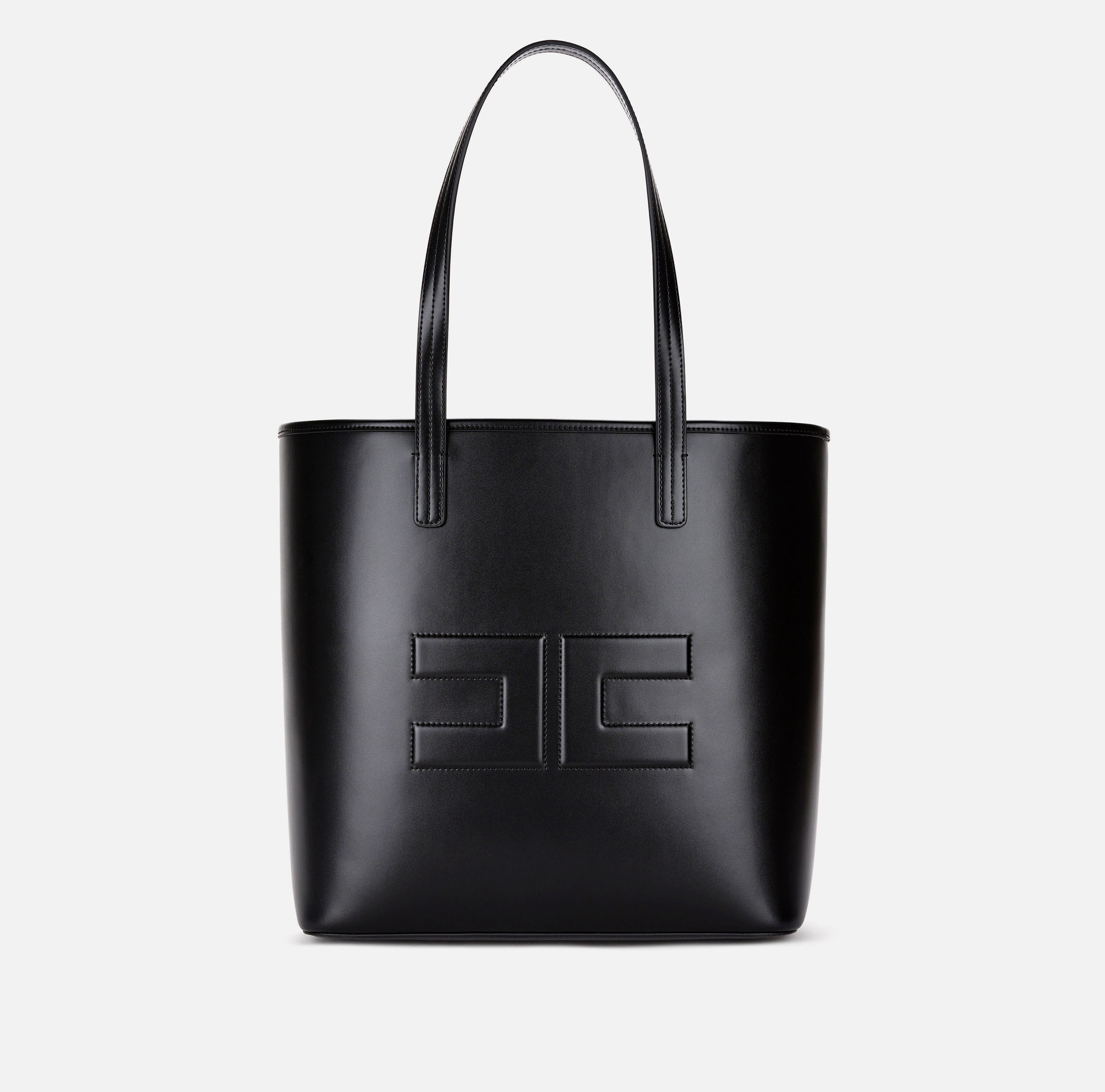 【★完売必至★】ELISABETTA FRANCHI ☆ スモールハンドバッグ Elisabetta Franchi Mini 24/7 logo-print Tote Bag | Black
