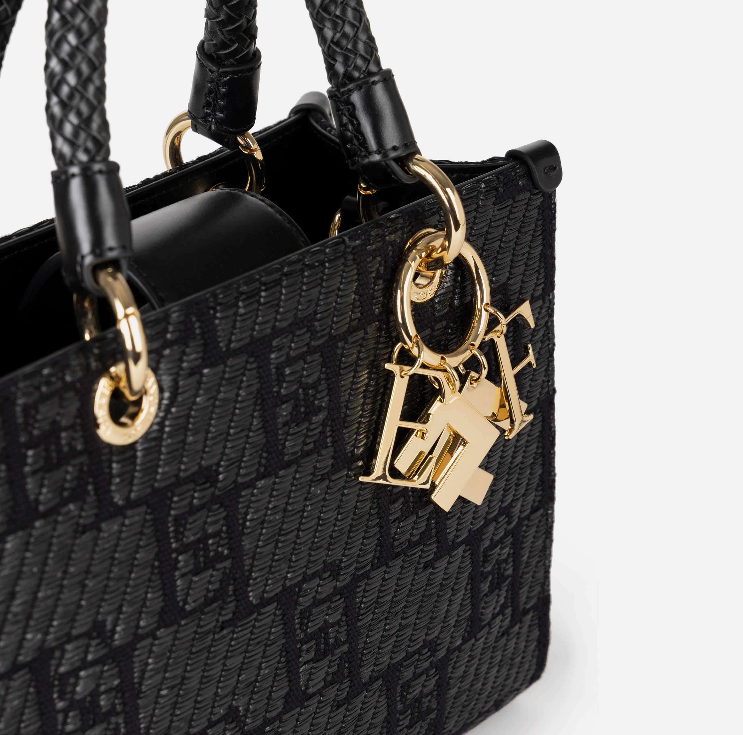 トートバッグ Elisabetta Franchi SMALL TOTE RAFIA JACQUARD Elisabetta Franchi Woman Small Tote In Raffia Jacquard
