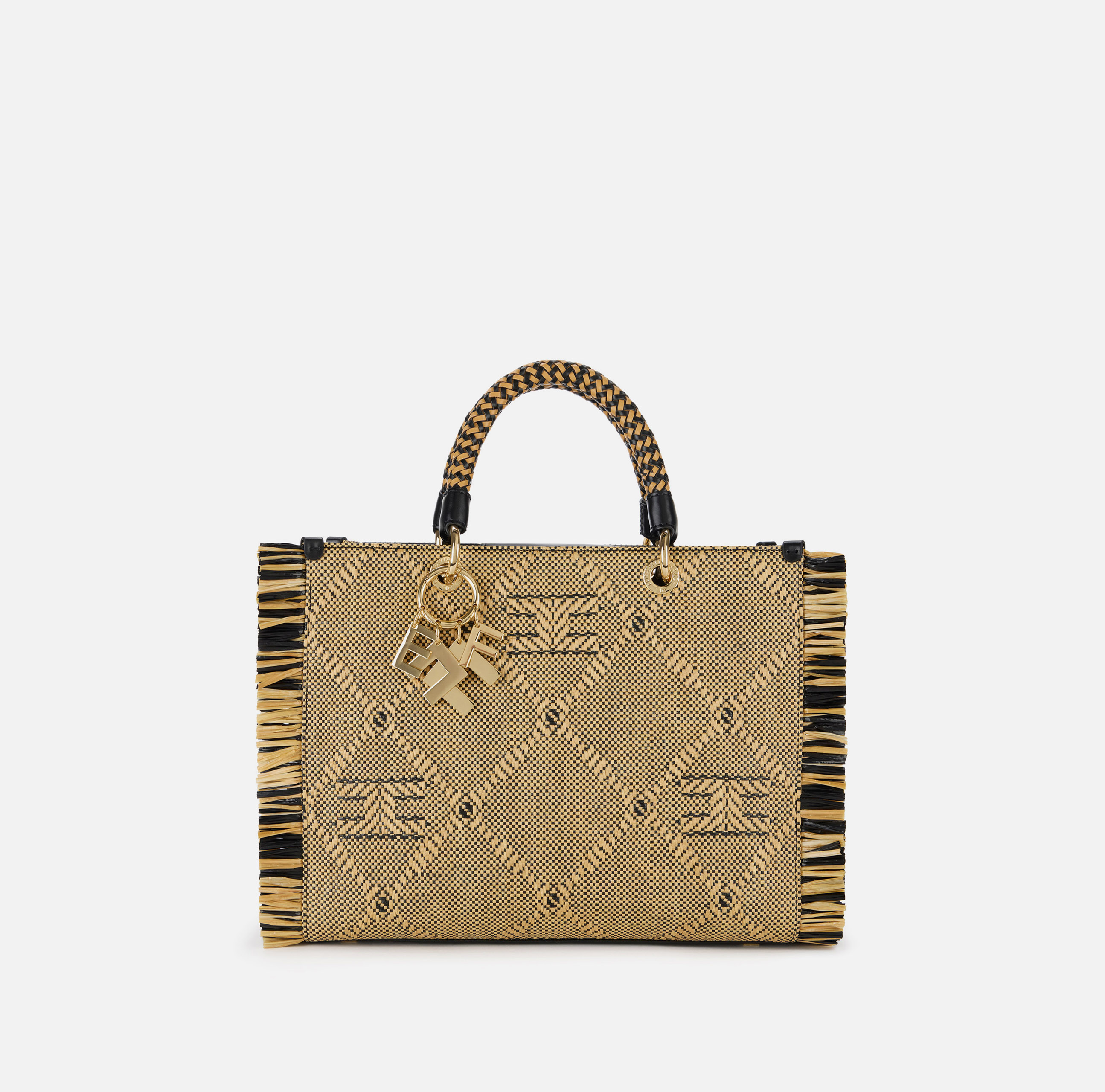 トートバッグ Elisabetta Franchi SMALL TOTE RAFIA JACQUARD Small tote bag in jacquard raffia | Elisabetta Franchi