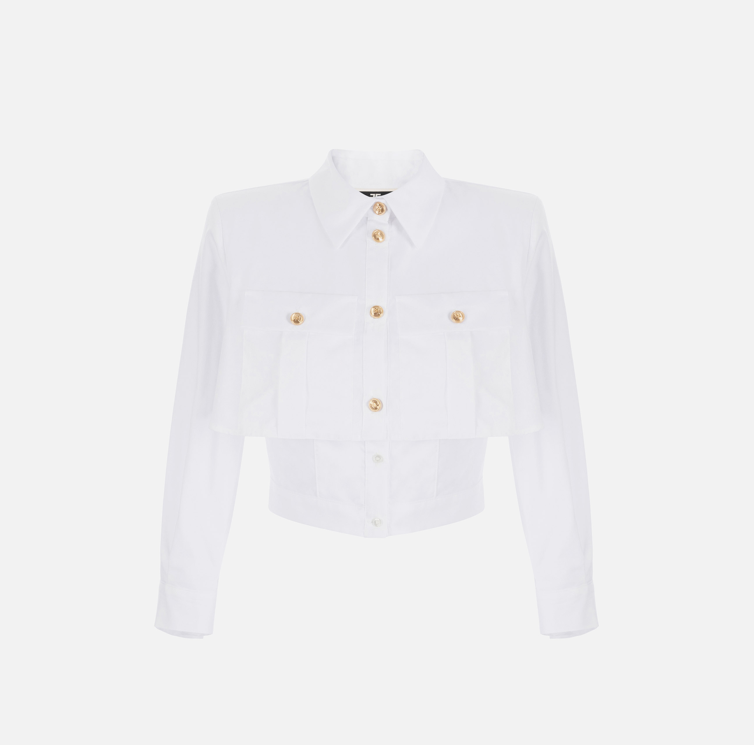 ELISABETTA FRANCHI パフスリーブショートシャツ CA10251E2 Elisabetta Franchi Poplin shirt with bow tie