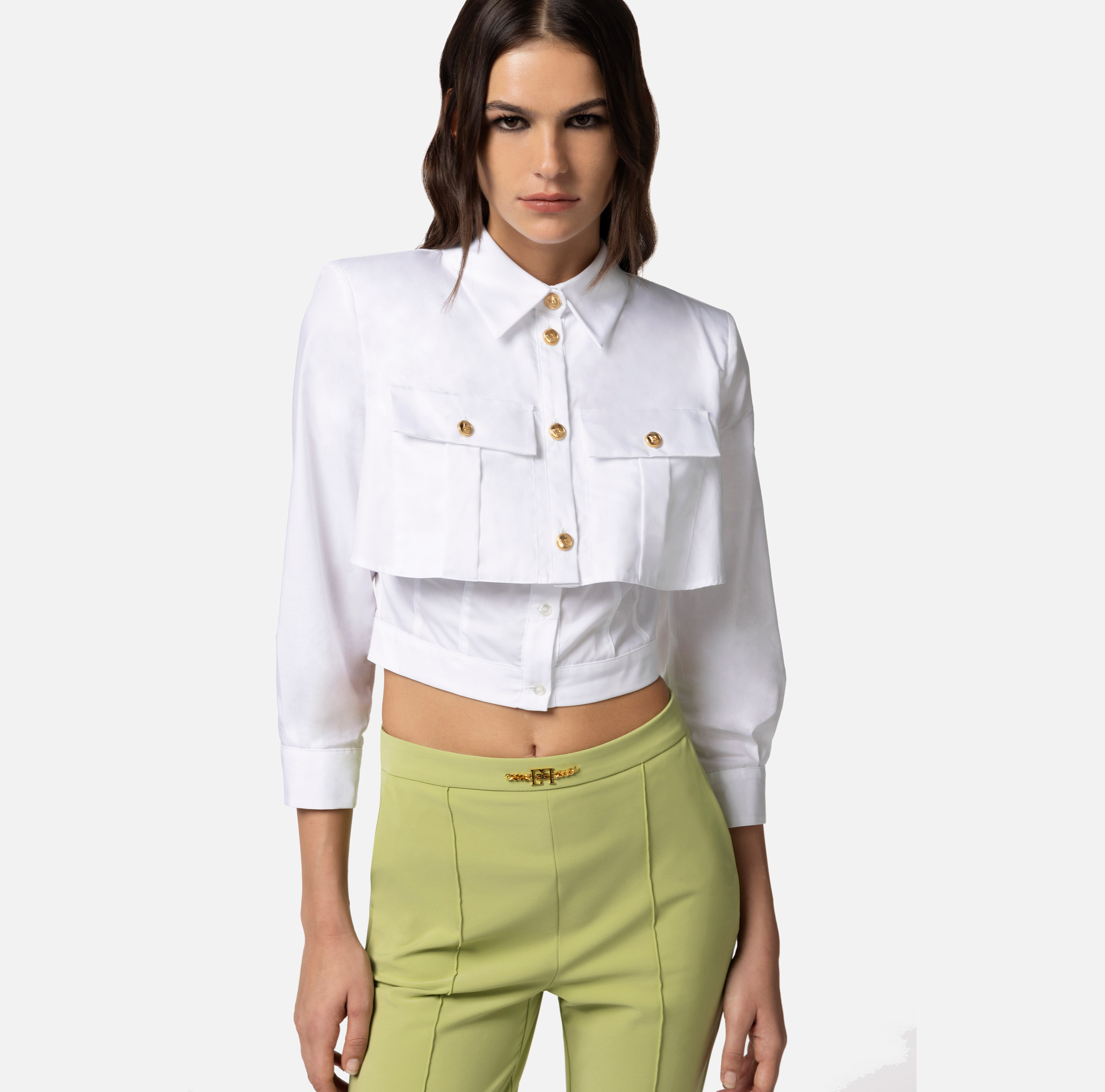 Double-layered cotton poplin shirt | Elisabetta Franchi® Outlet