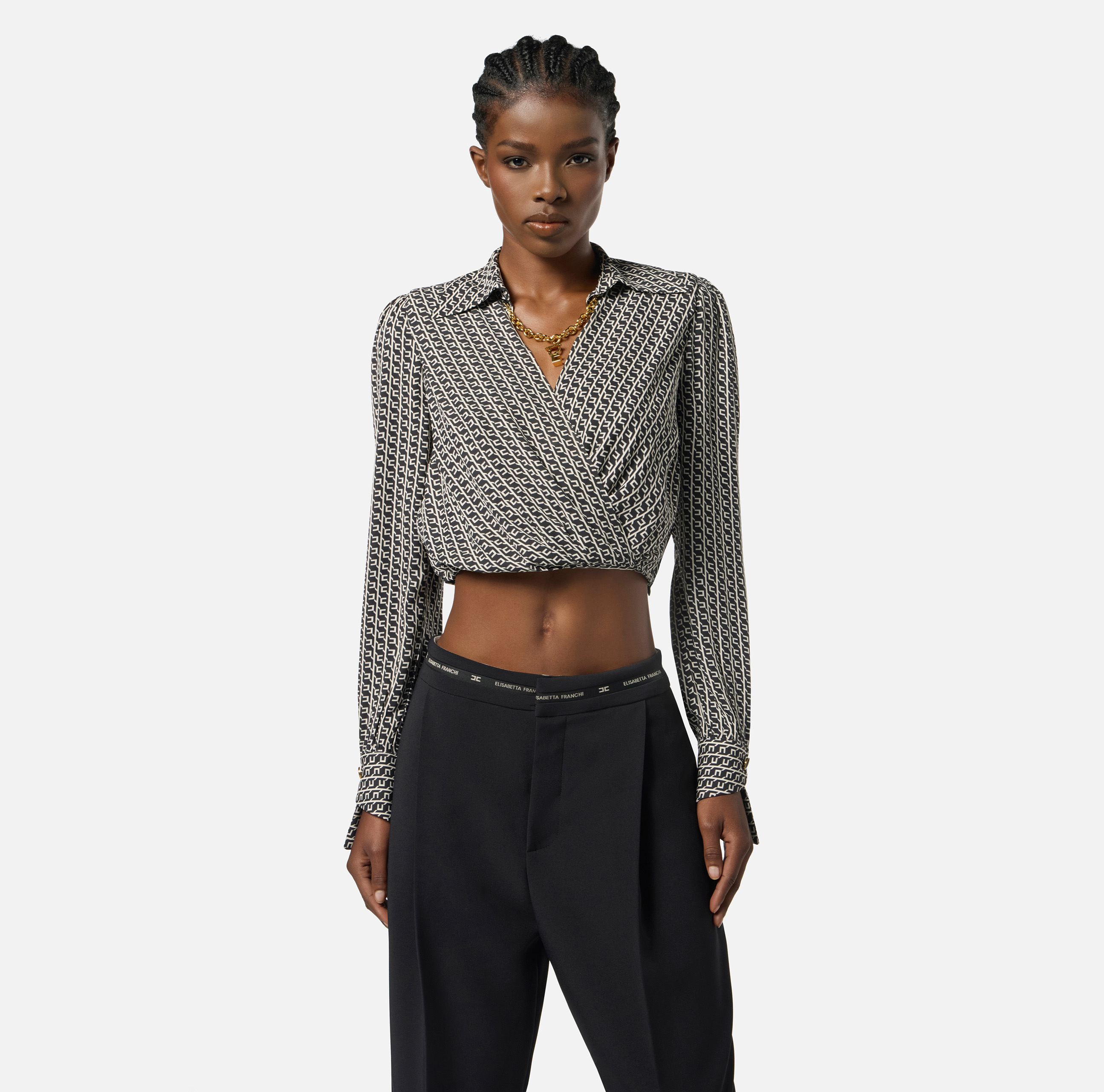 Elisabetta Franchi モノグラム ロングスリーブ ブラウス Women's blouses outlet by Elisabetta Franchi: buy online