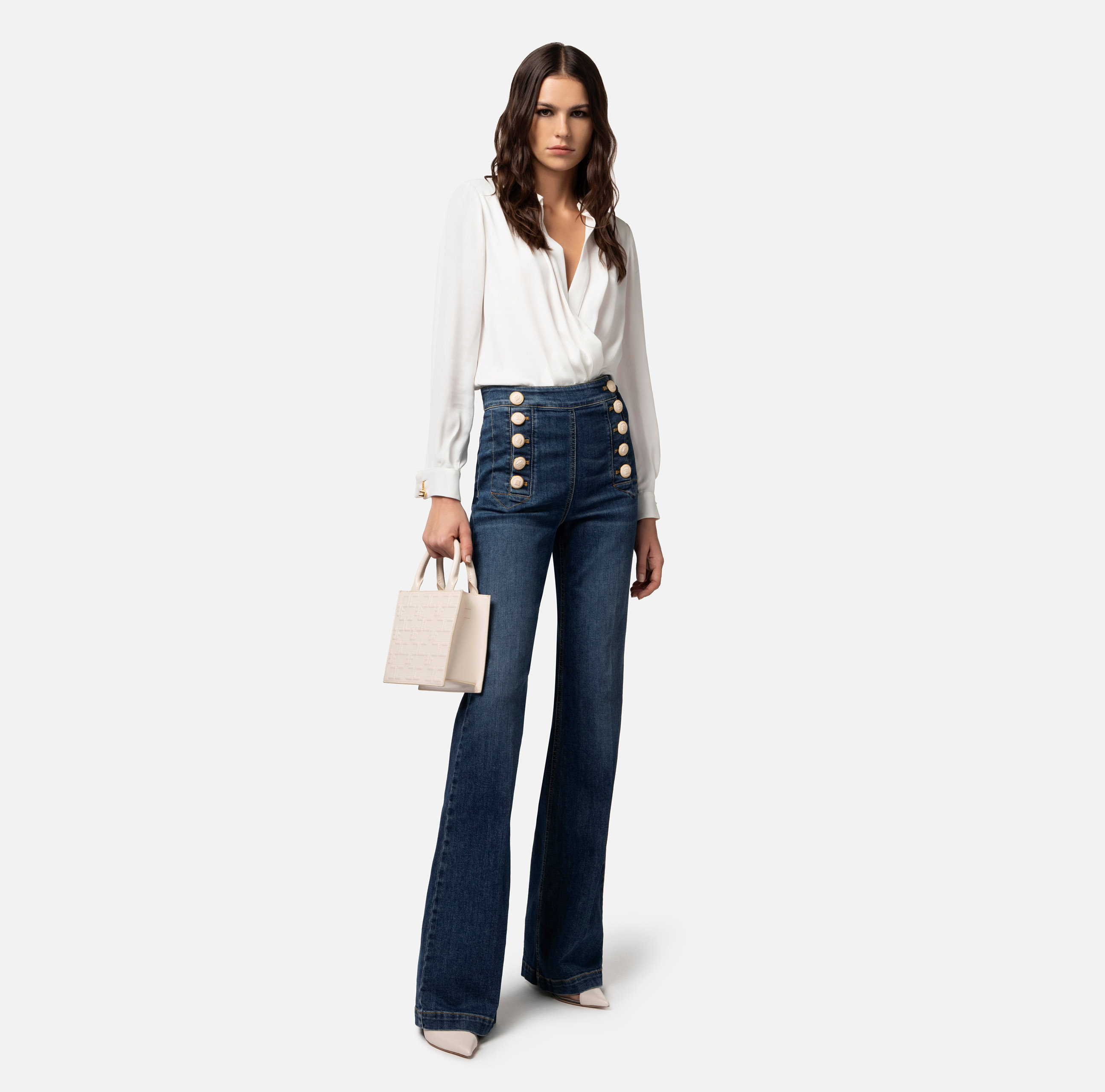 【★完売必至★】ELISABETTA FRANCHI ☆ ライトジャージードレス Elisabetta Franchi/エリザベッタ フランキ｜ダブルブレステッド