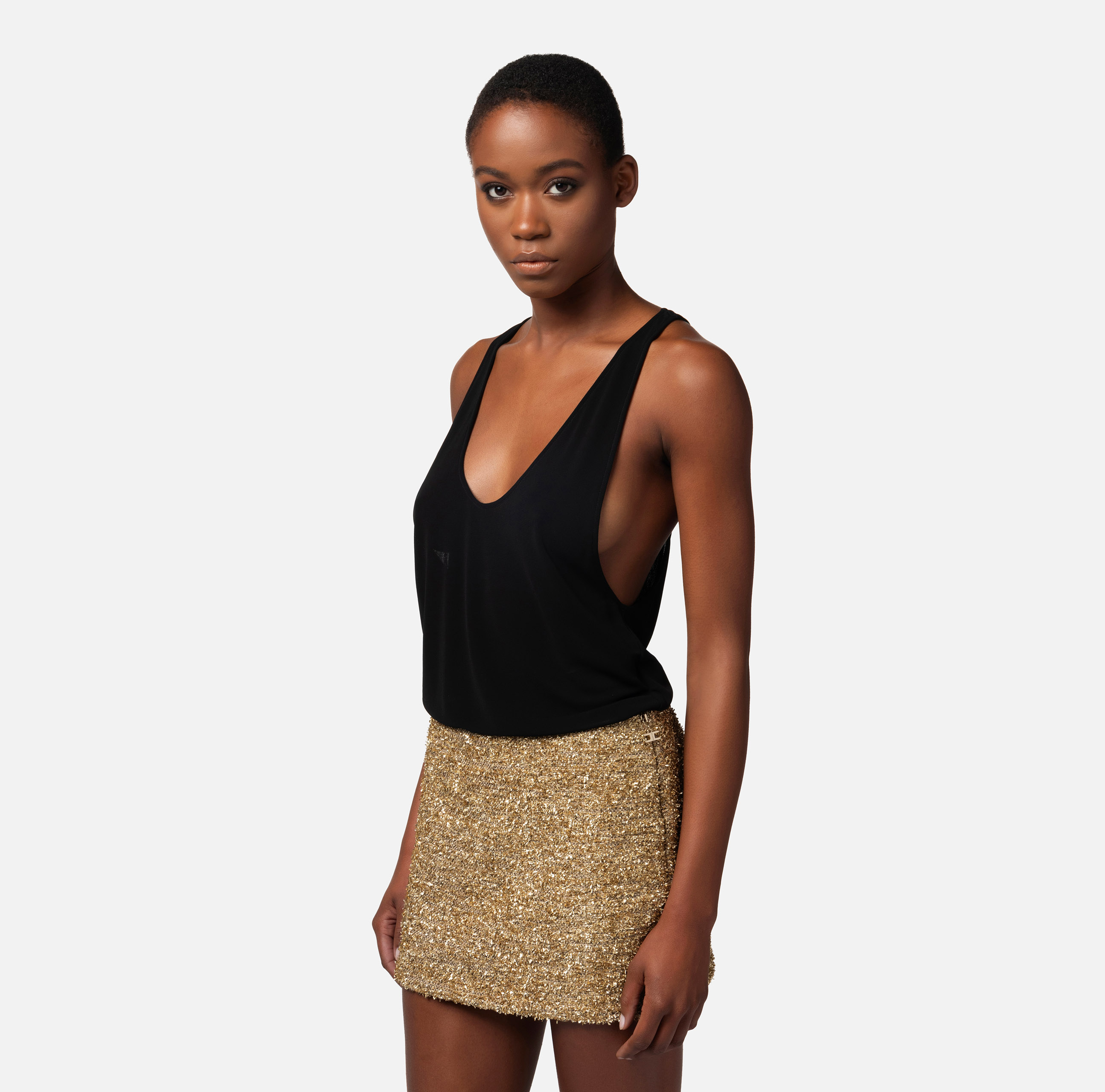 25SS◆ELISABETTA FRANCHI◆クレープジャージートップス ロゴ Top in jersey con ricamo logo | Elisabetta Franchi® Outlet
