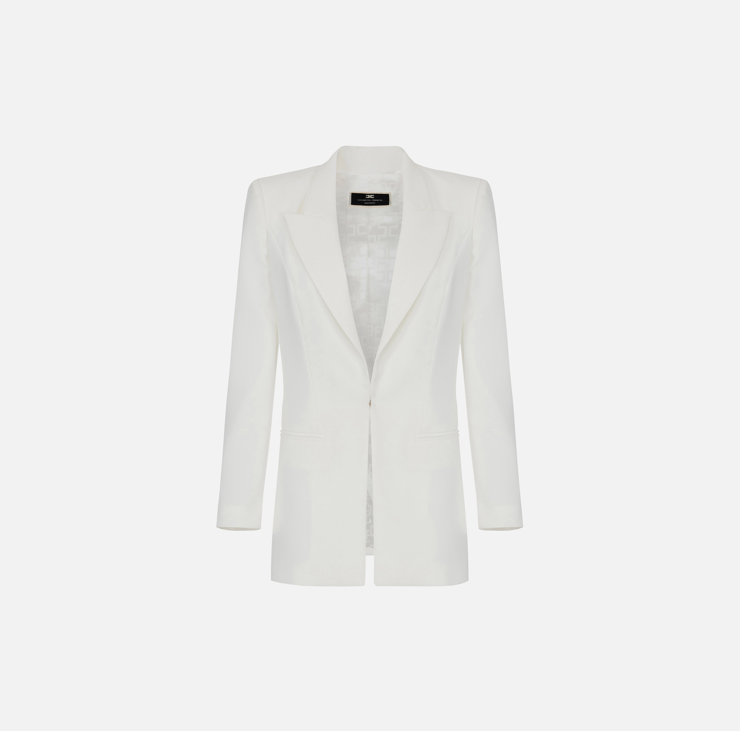アウターその他 ELISABETTA FRANCHI Woman Blazer Ivory GI080 360 Elisabetta Franchi Outlet: Blazer woman - Ivory | Elisabetta