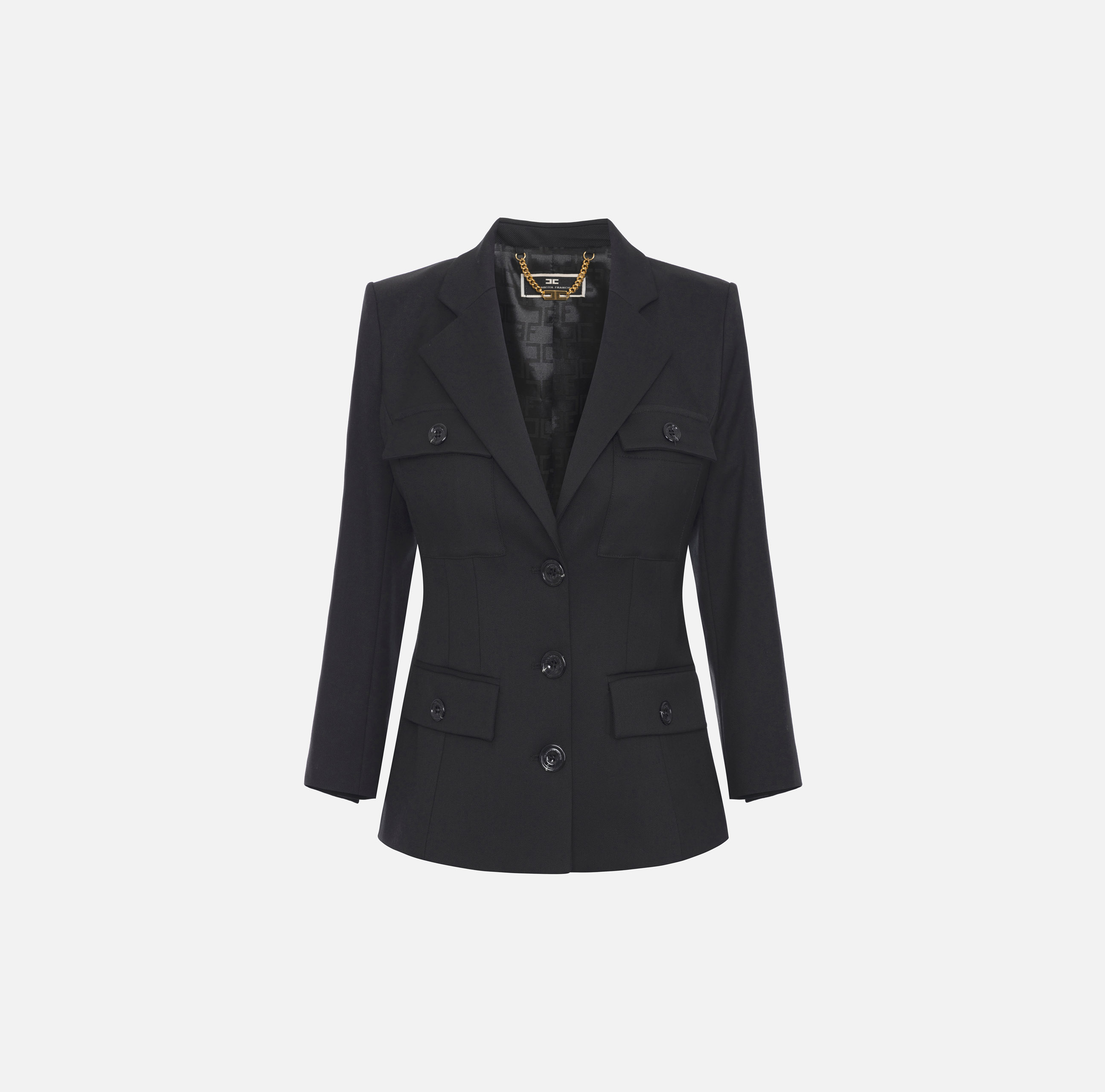 ELISABETTA FRANCHI レザー切り替え ナイロンジャケット Nappa leather jacket | Elisabetta Franchi
