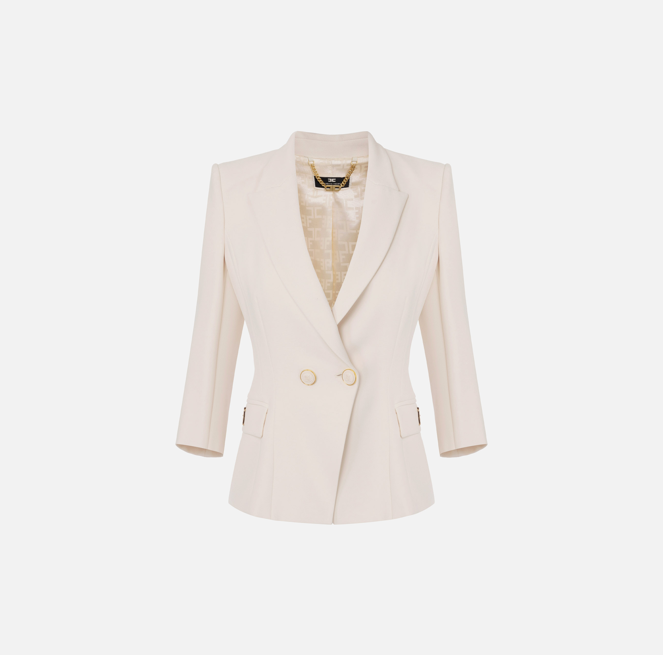 【23AW NEW】ELISABETTA FRANCHI / フリンジ クレープジャケット elisabetta-franchi_24aw_00001-