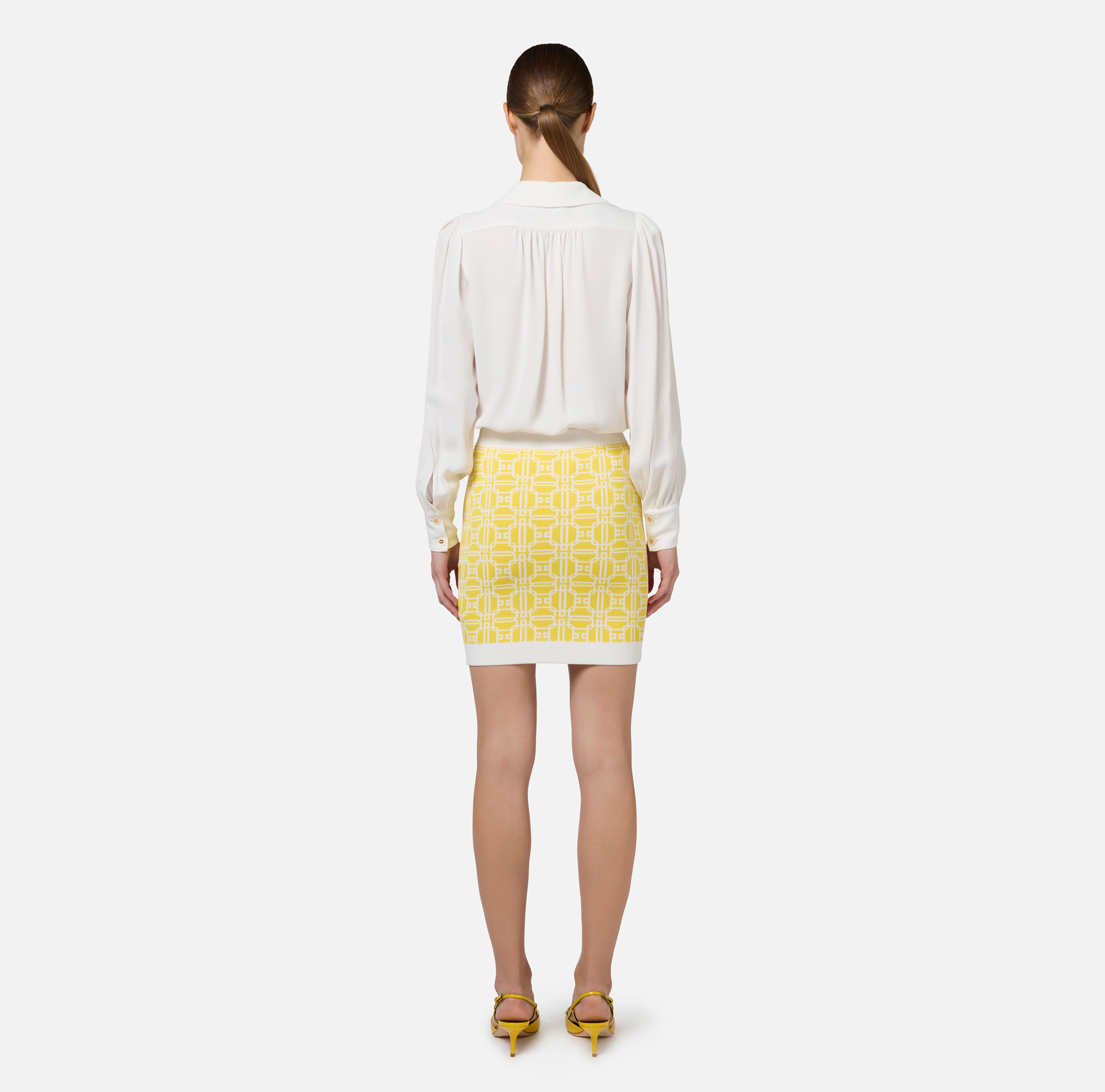 ELISABETTA FRANCHI ロゴ スタッズ クルーネック ミニドレス ELISABETTA FRANCHI ロゴ スタッズ クルーネック ミニドレス