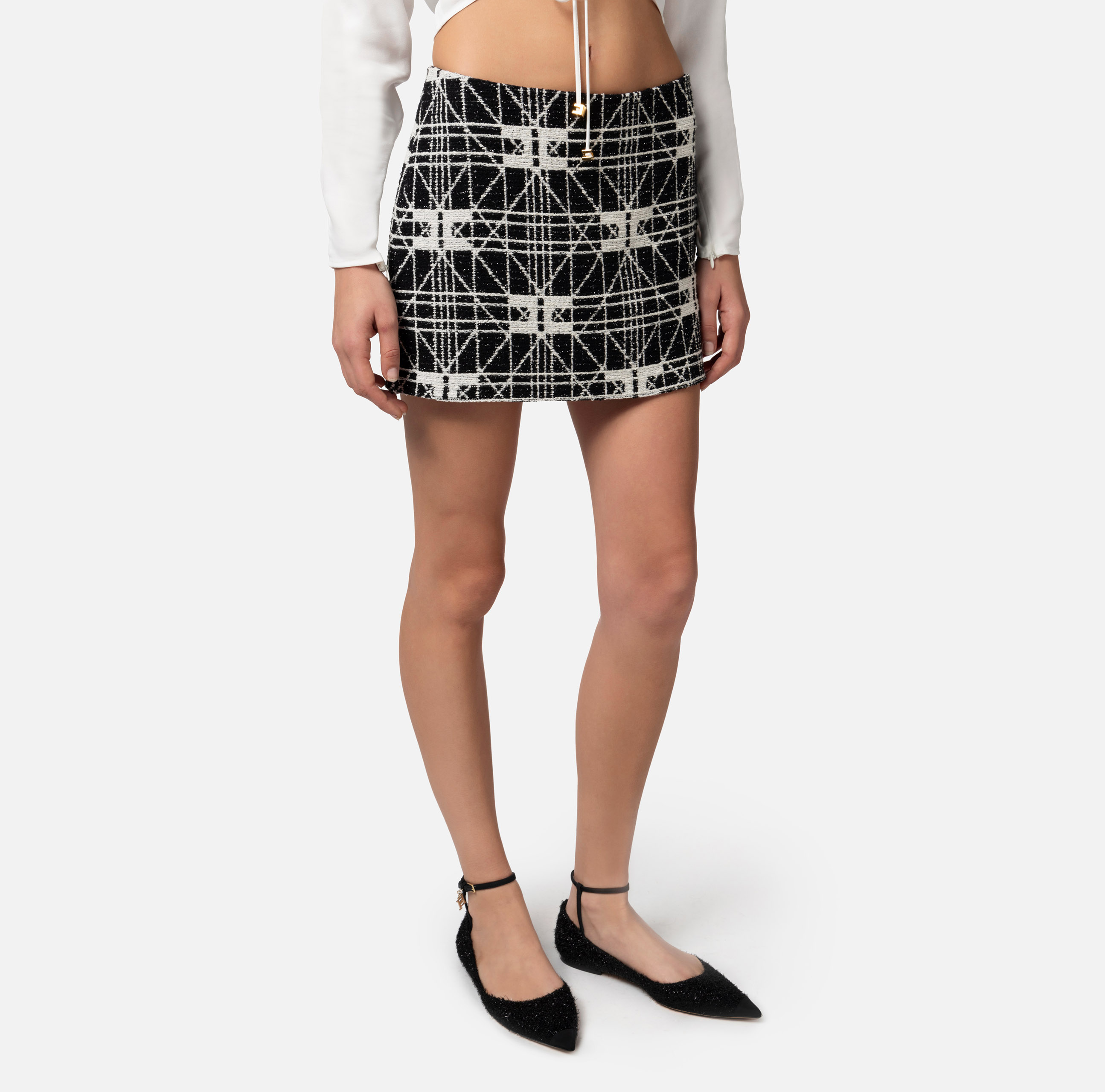 ミニスカート ELISABETTA FRANCHI JACQUARD MINI SKIRT Miniskirt in jacquard tweed | Elisabetta Franchi® Outlet