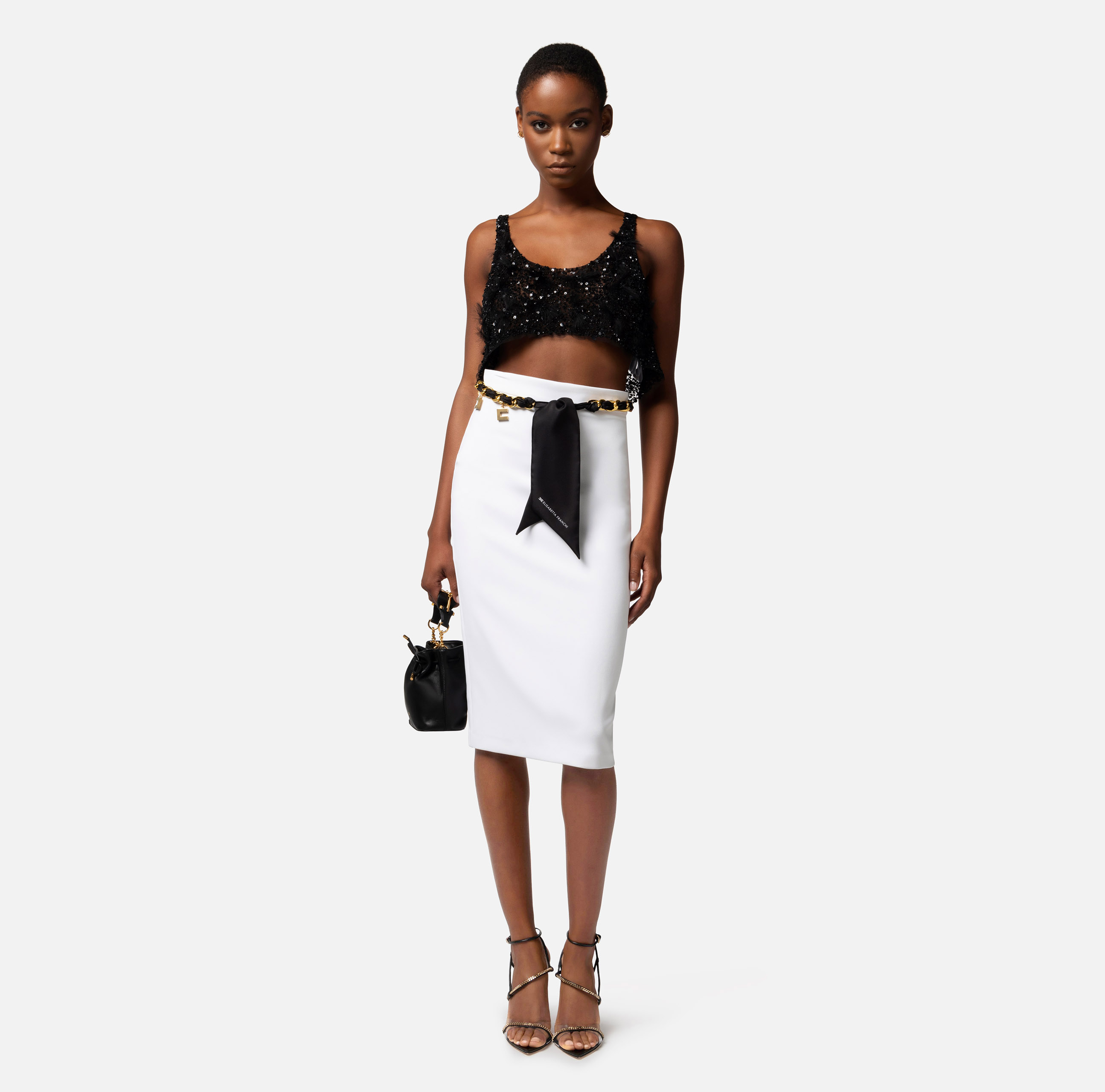ワンピース ELISABETTA FRANCHI Women Mid Skirts AB75951E2 YELLOW Elisabetta Franchi women's skirt in viscose with embossed