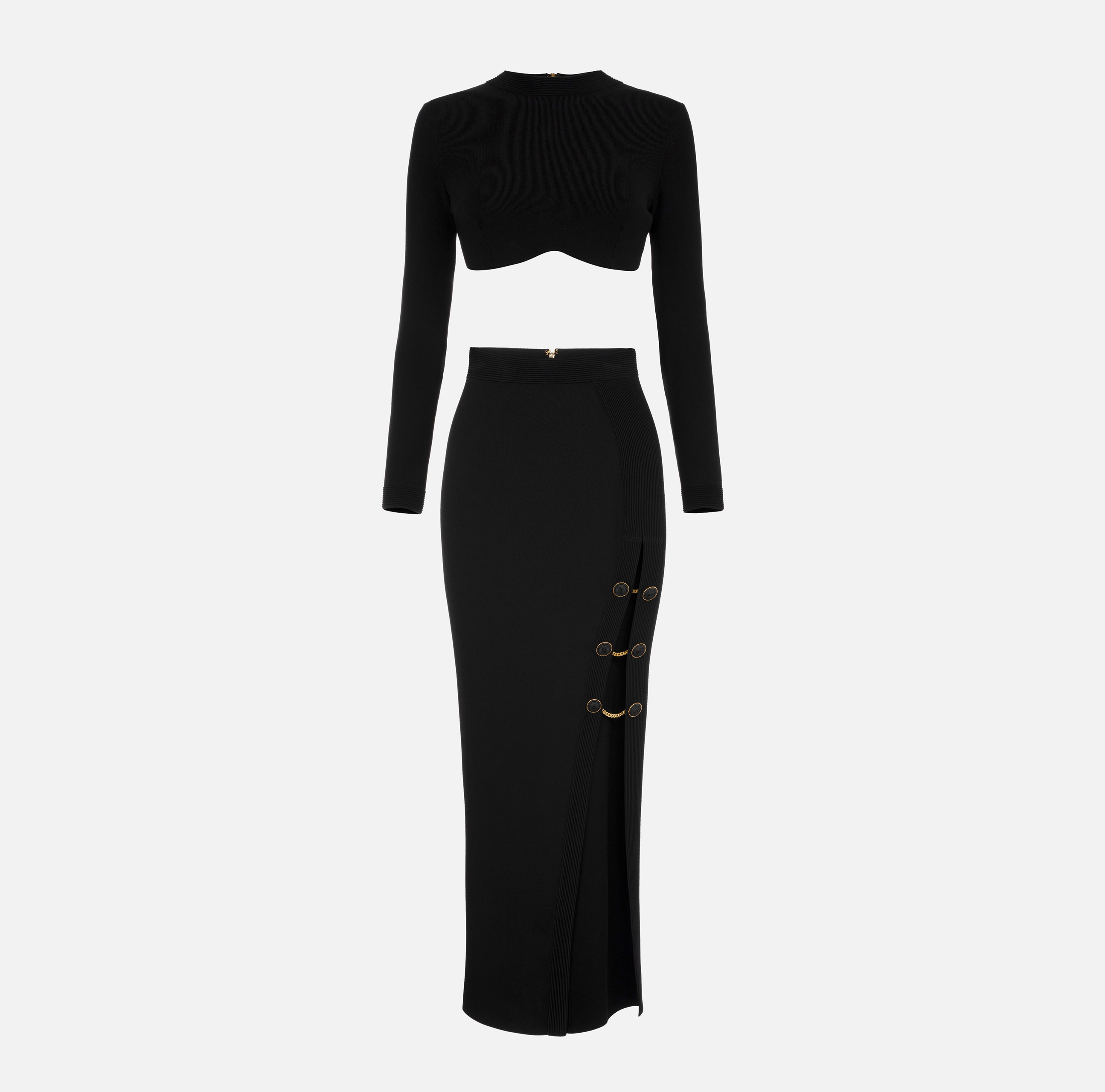 【25-26AW】ELISABETTA FRANCHI ロゴ ニットウールスカート 25-26AW】ELISABETTA FRANCHI ロゴ ニットウールスカート
