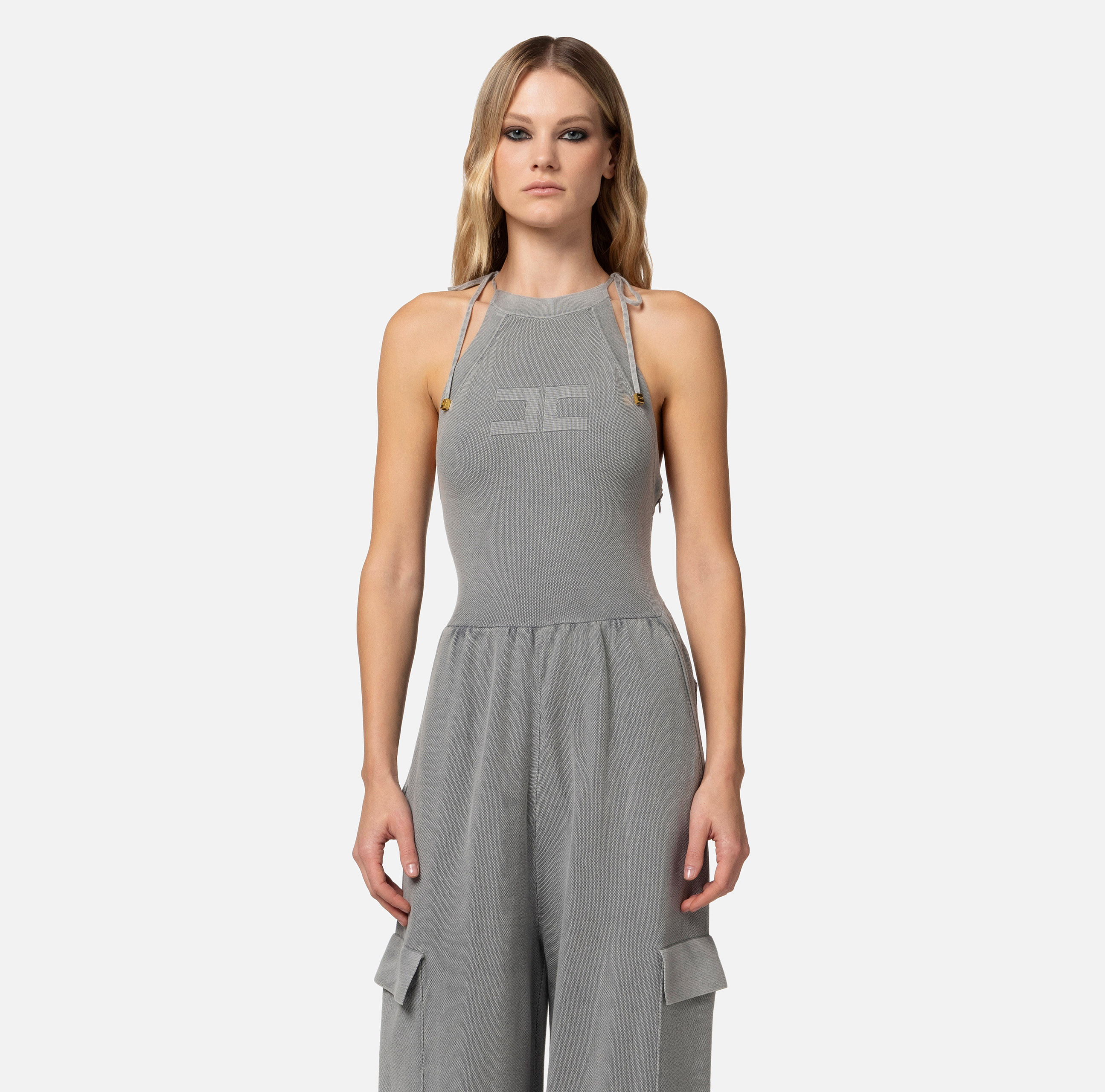 Cotton stone wash jumpsuit | Elisabetta Franchi® Outlet