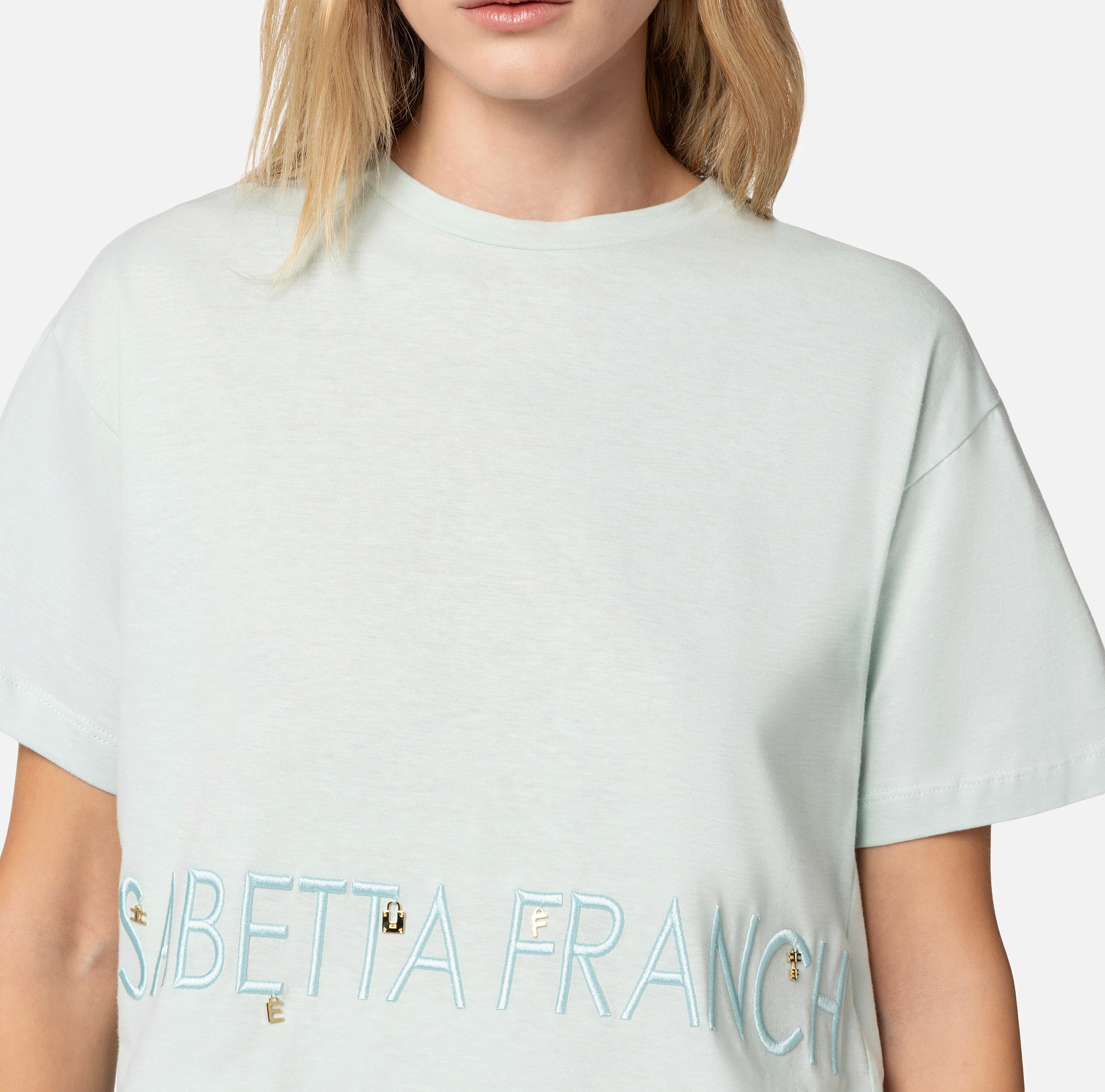 Tシャツ・カットソー ELISABETTA FRANCHI ette shirt with charms and logo Jersey t-shirt with logo and charms | Elisabetta Franchi® Outlet