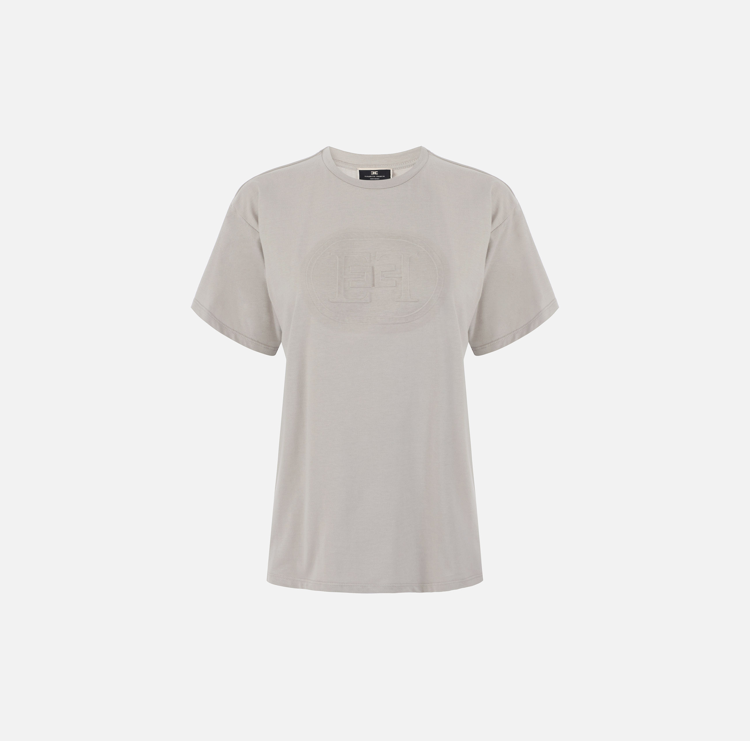 【25SS】 ELISABETTA FRANCHI 刺繍入り ジャージー Tシャツ 2色 ELISABETTA FRANCHI T-SHIRT DONNA ELISABETTA FRANCHI GESSO IN
