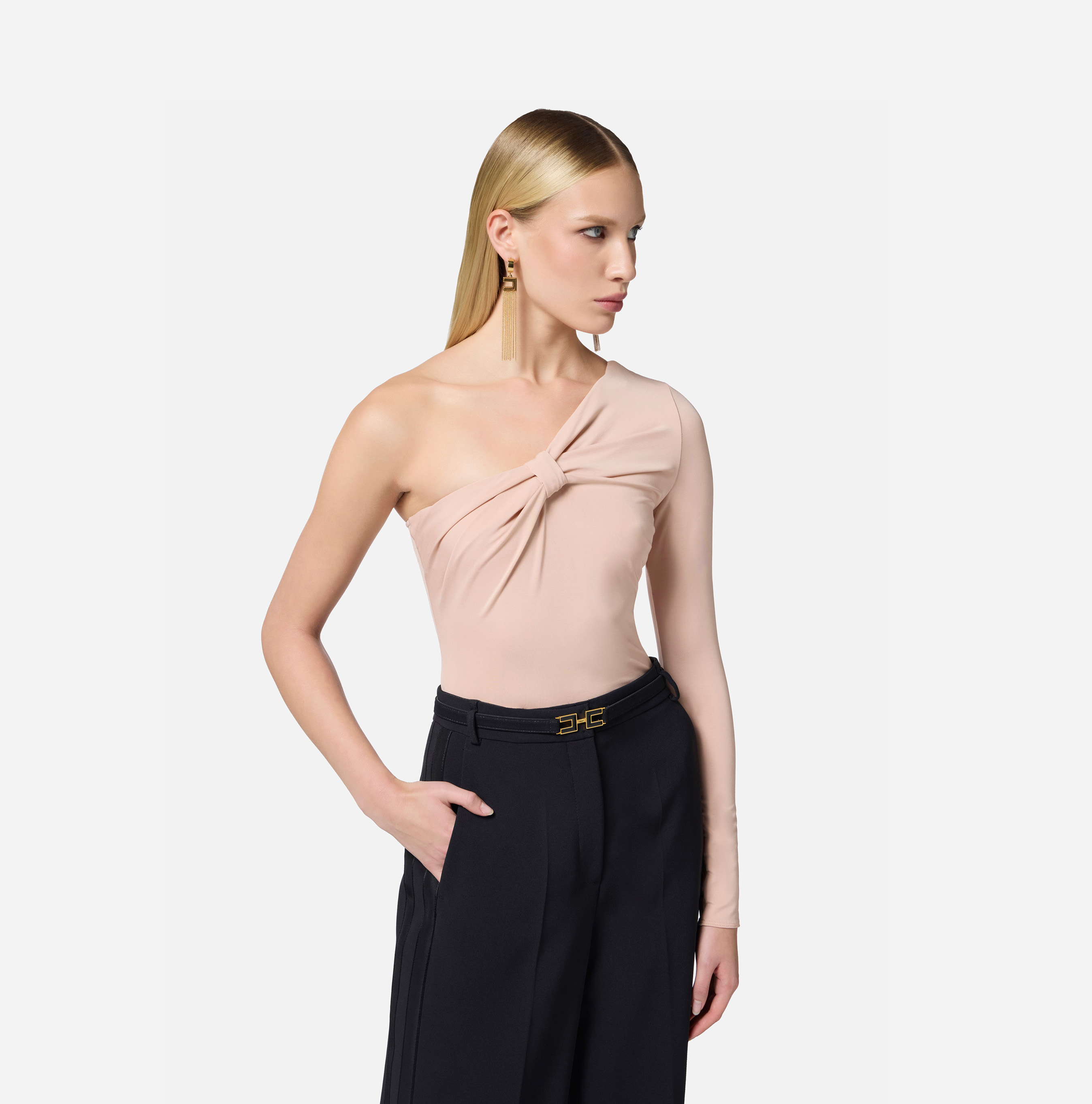 One-shoulder top in lightweight jersey fabric | Elisabetta Franchi
