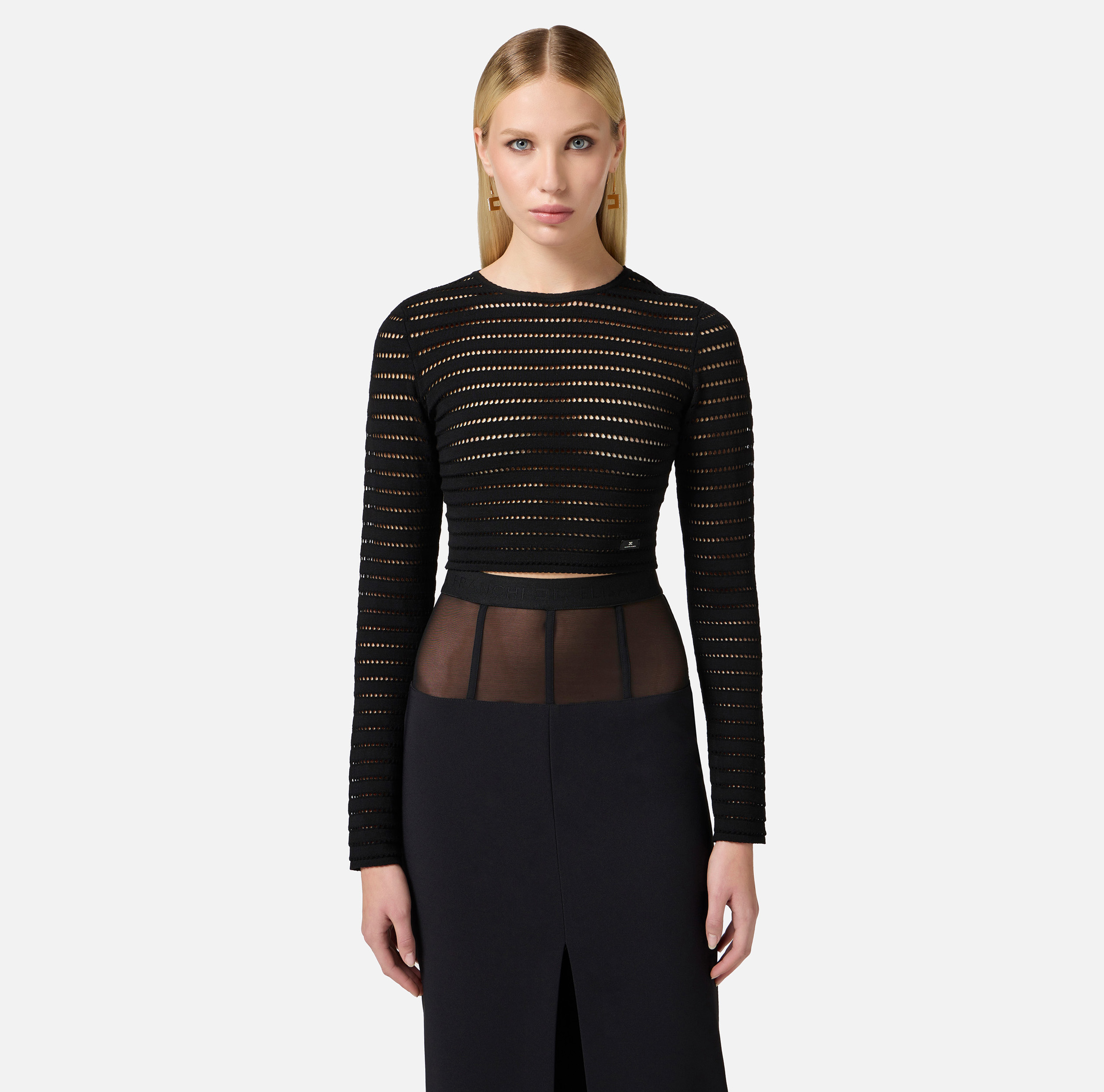 Top in open-knit fabric | Elisabetta Franchi® Outlet