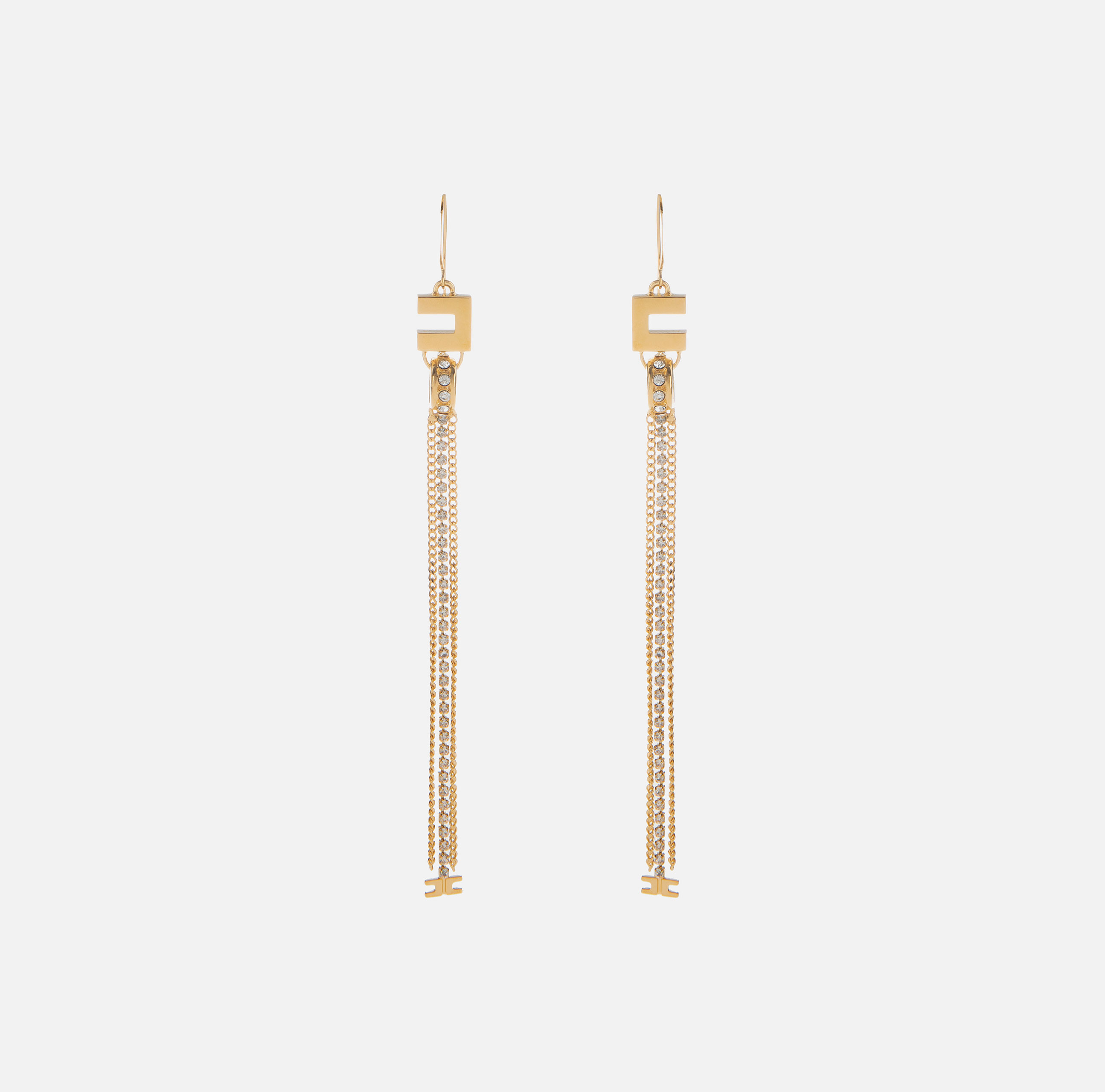 イヤリング ELISABETTA FRANCHI LOGO EARRINGS Logo earrings with rhinestone pendants | Elisabetta Franchi