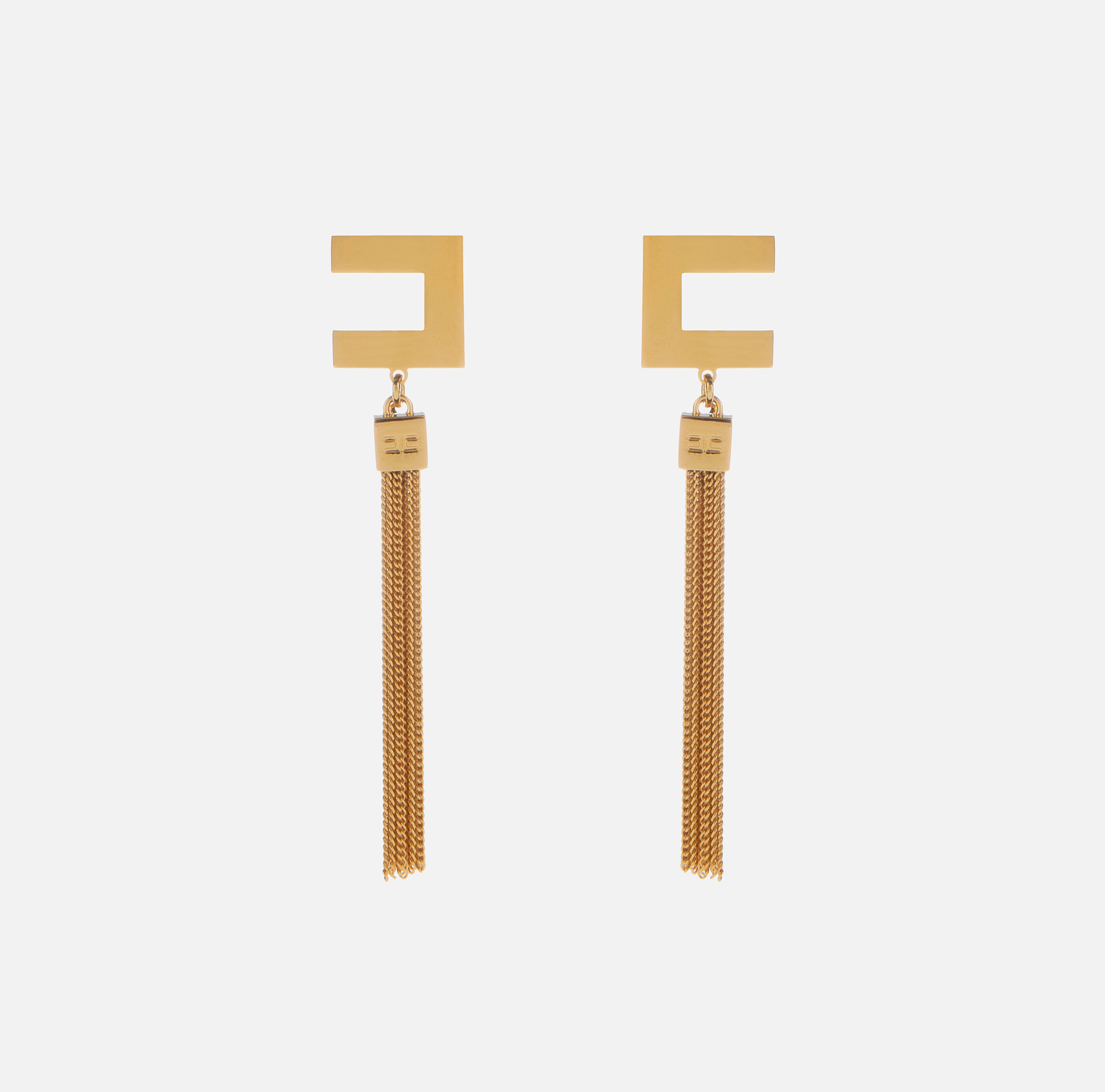 Pendant logo earrings with tassels | Elisabetta Franchi® Outlet