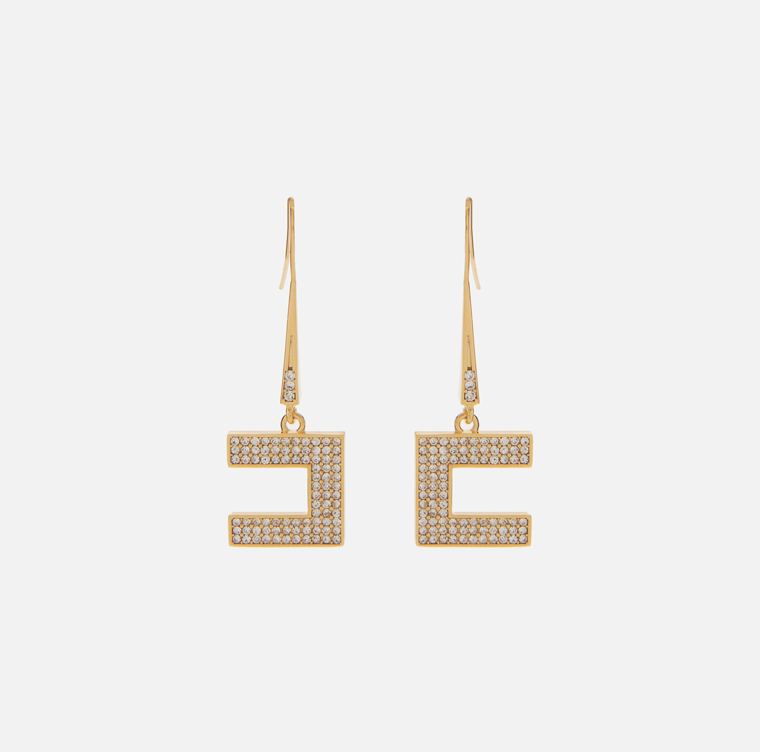 Earrings with logo and rhinestones | Elisabetta Franchi® Outlet
