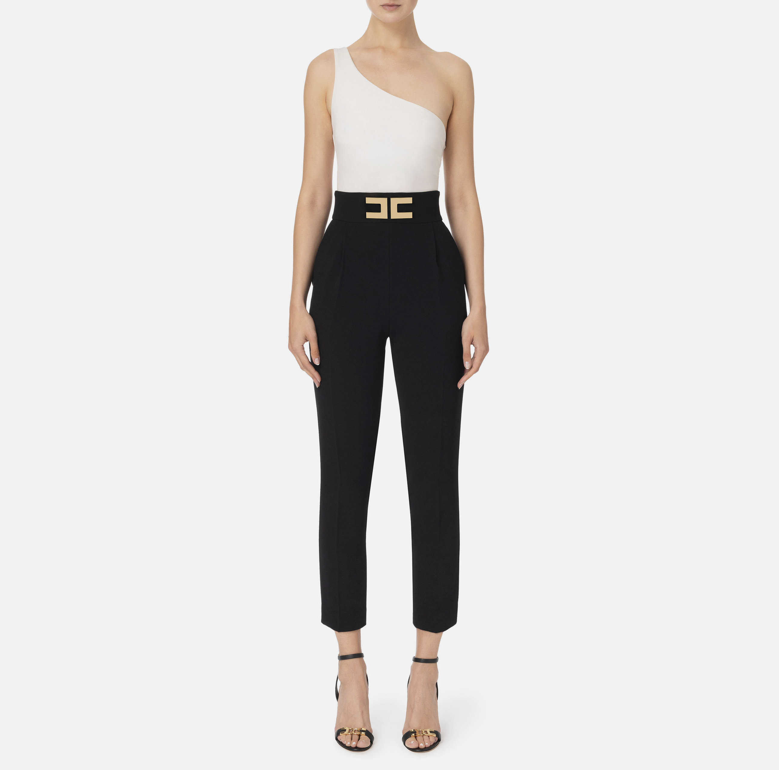 Straight pants with logo | Elisabetta Franchi® Outlet