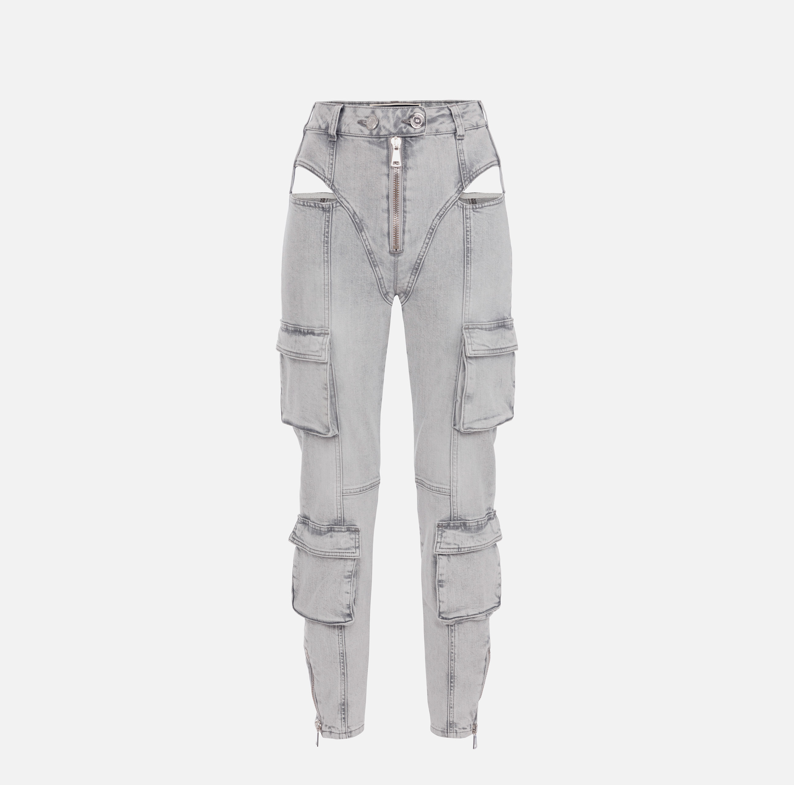 パンツ ELISABETTA FRANCHI COTTON DRILL JEANS Coloured cargo jeans with back zip | Elisabetta Franchi® Outlet