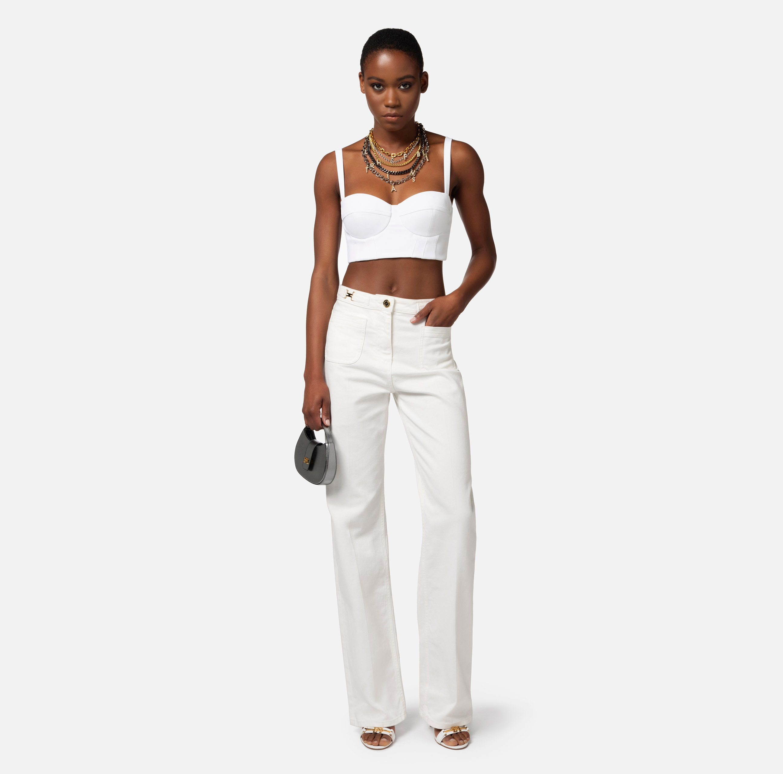 Straight jeans with patch pockets | Elisabetta Franchi® Outlet