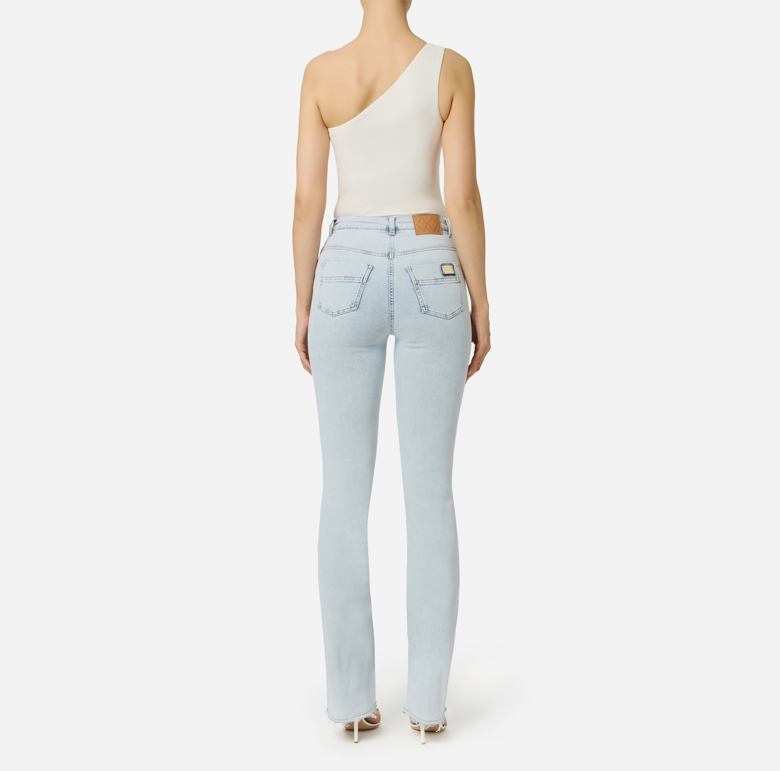 デニム・ジーパン ELISABETTA FRANCHI Woman Jeans Ivory PJ87D 360 Women's Denim Jeans and Jackets outlet by Elisabetta Franchi