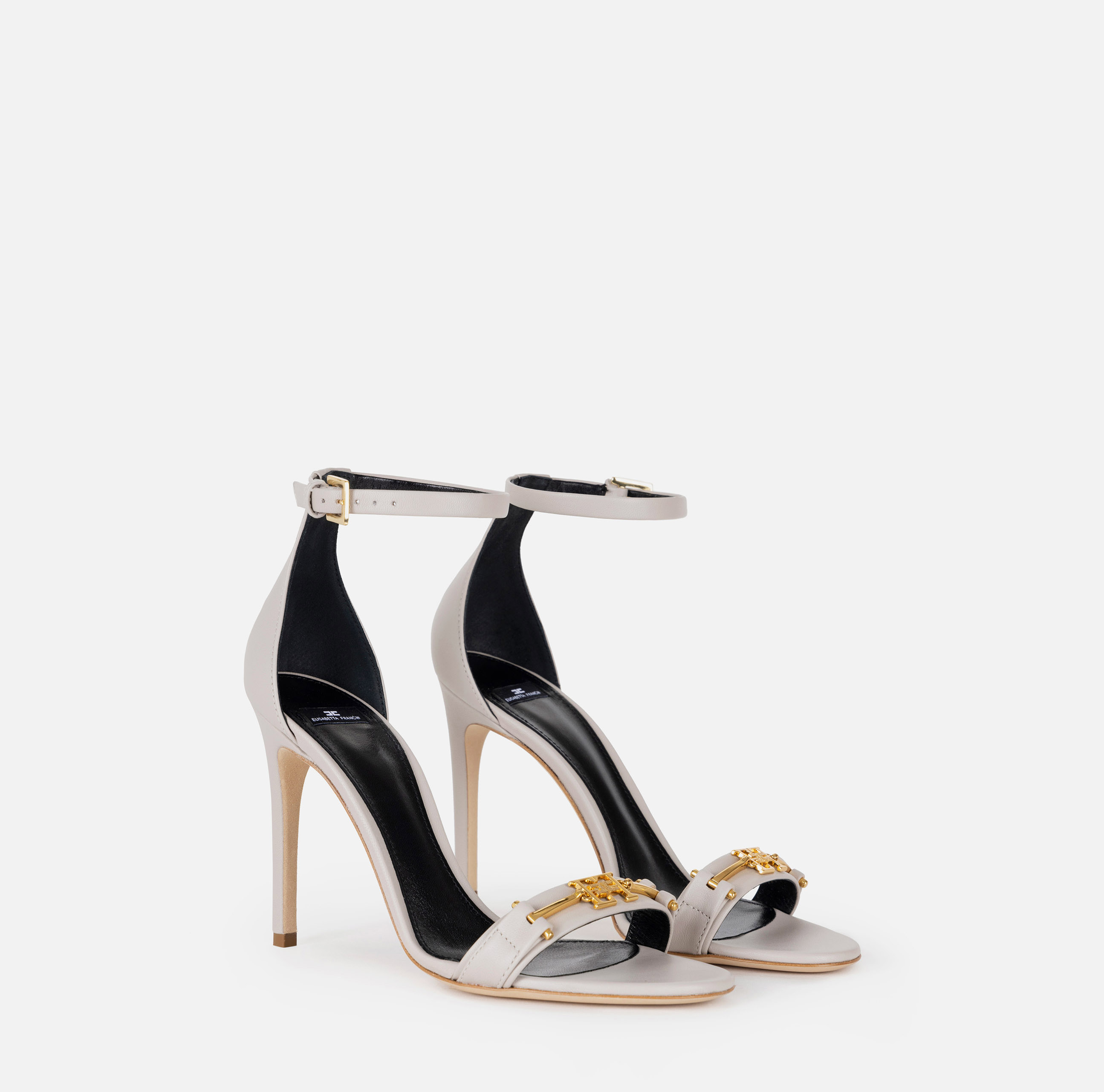 サンダル・ミュール ELISABETTA FRANCHI Sculpture heel sandals (SA89L56E2 110) Leather sandals with sculpted heel | Elisabetta Franchi