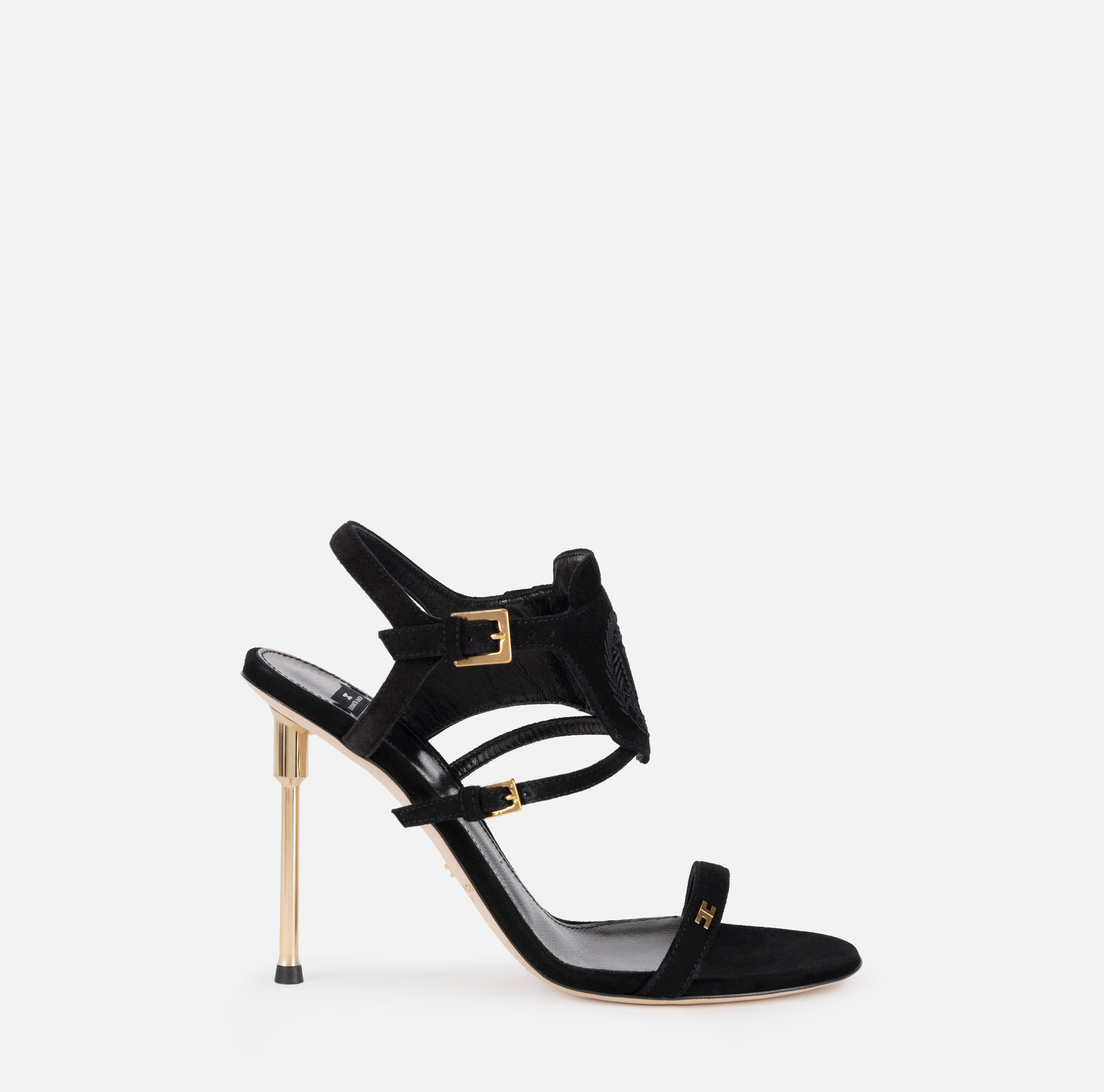 Suede sandal with sculpted heel | Elisabetta Franchi® Outlet