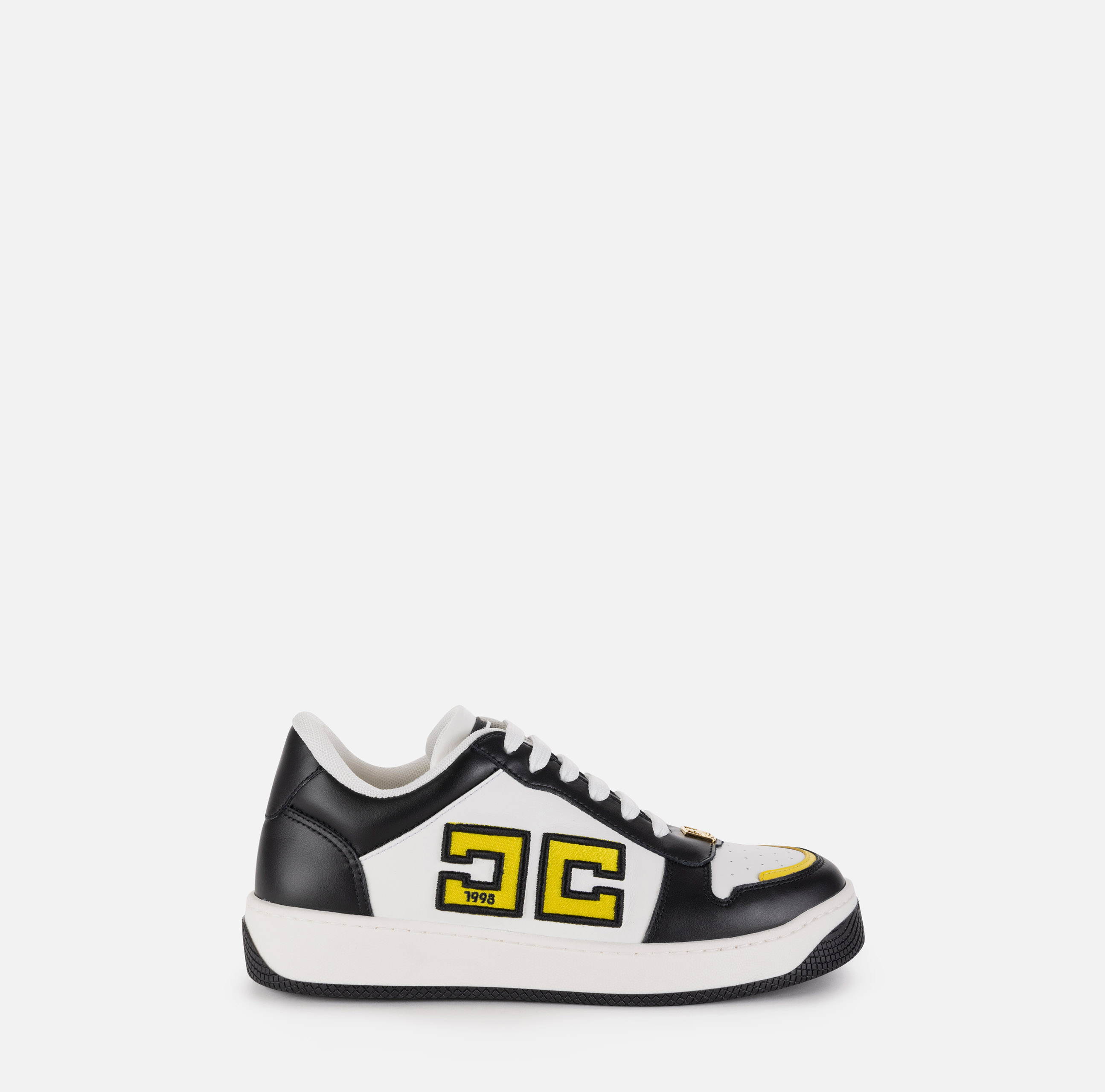 スニーカー ELISABETTA FRANCHI LEATHER SNEAKERS WITH LOGO DETAIL Elisabetta Franchi Woman Leather Sneakers with Double Logo C