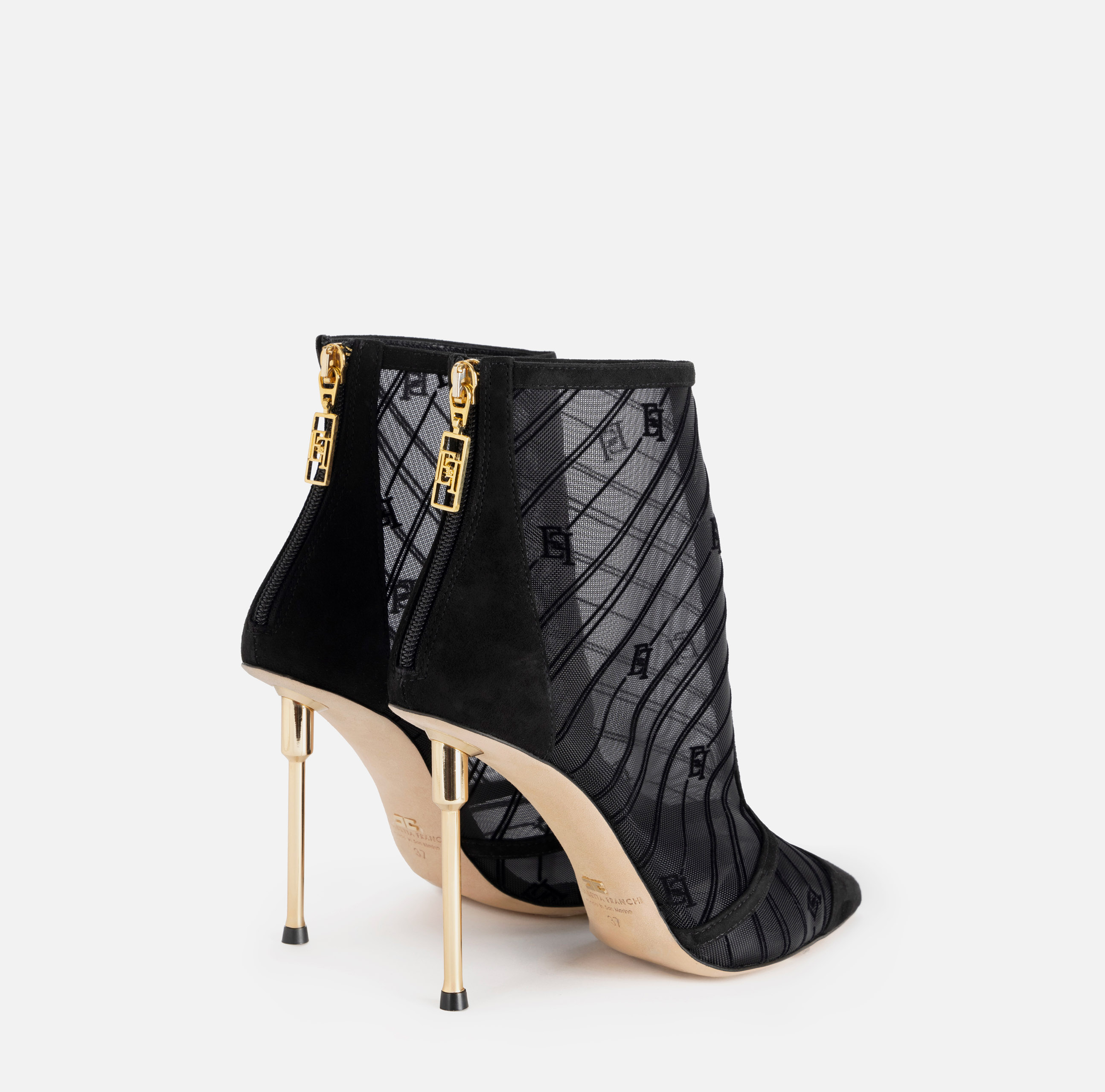 ELISABETTA FRANCHI ブラックオープントゥブーティ ELISABETTA FRANCHI ブラックオープントゥブーティ