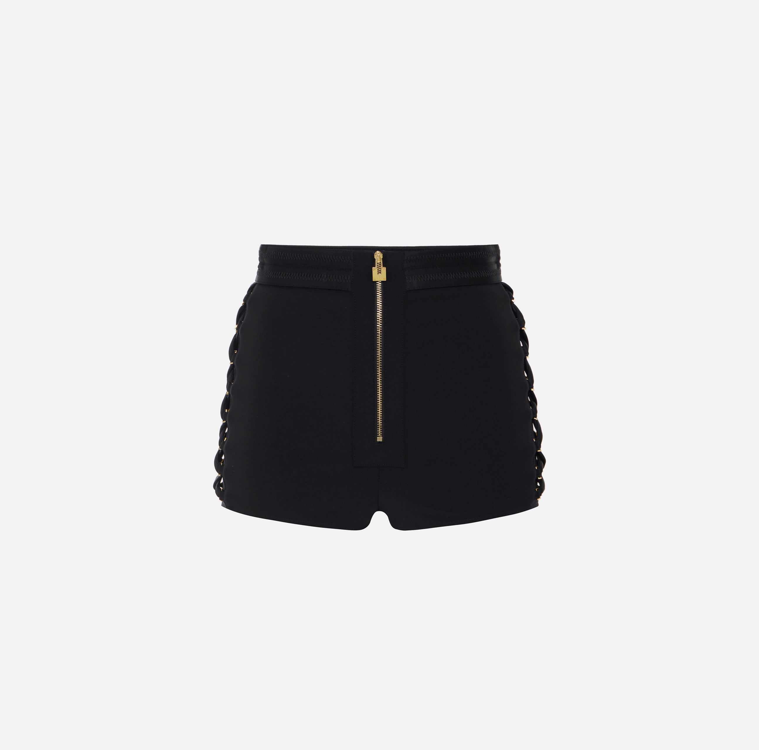 Shorts in stretch crêpe fabric with crossover laces | Elisabetta