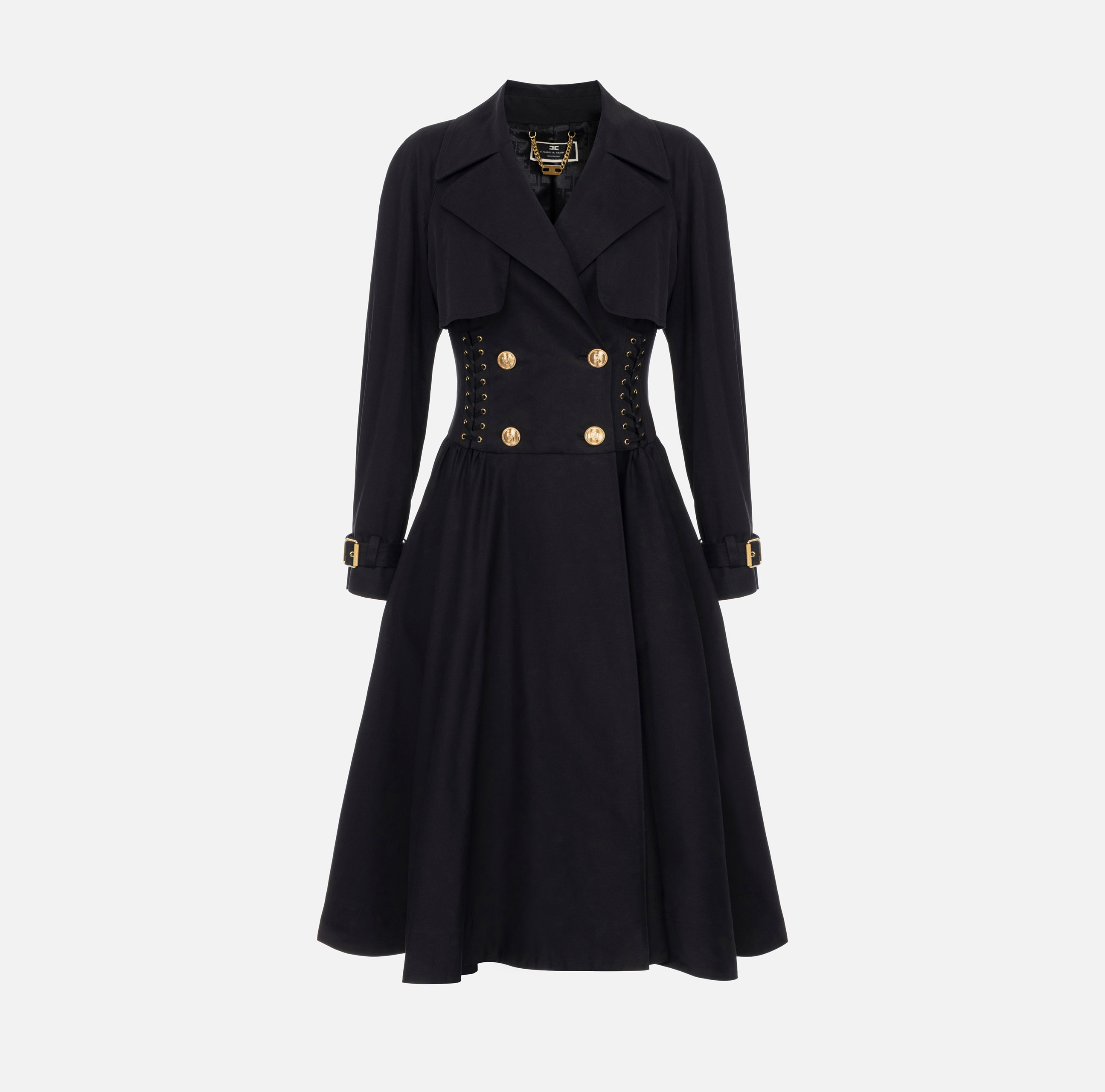 ELISABETTA FRANCHI ブラックロングコート ELISABETTA FRANCHI(エリザベッタ フランキ) コート(レディース