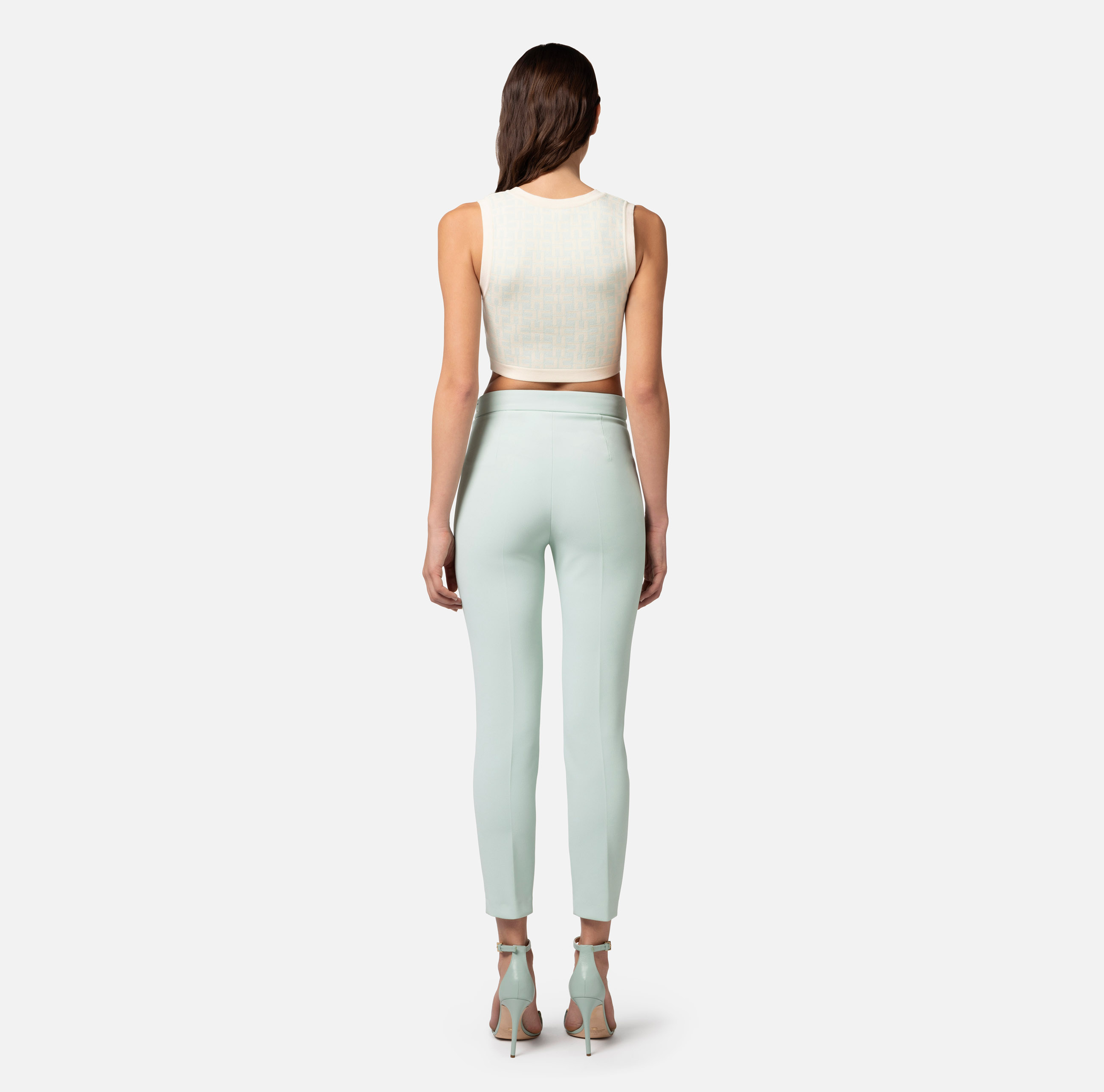 All-over jacquard logo top | Elisabetta Franchi® Outlet