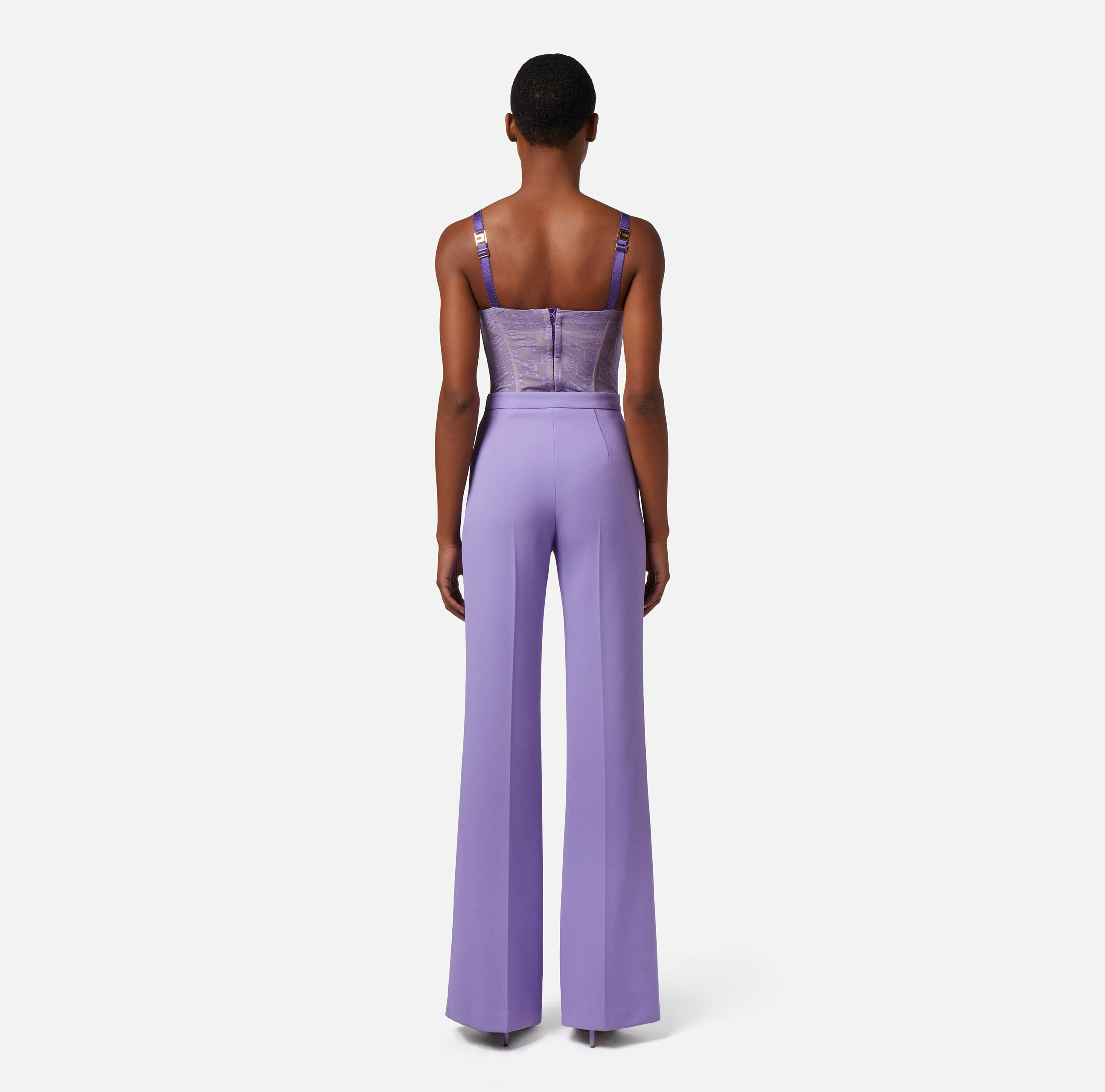 Logoed tulle bustier top | Elisabetta Franchi® Outlet